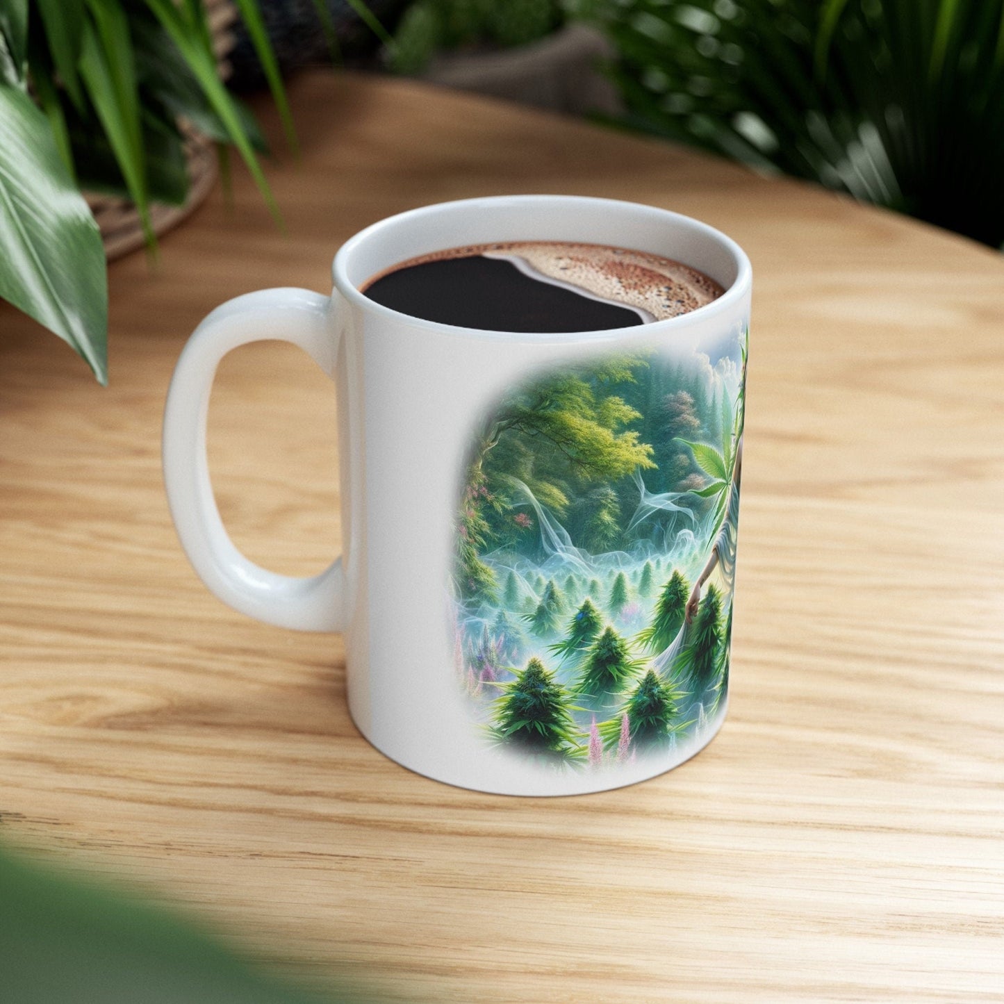 NATURE WEED GODDESS - 420 Coffee Weed Mug (11oz) - Weed Stoner Gift, Smokers; Wake & Bake Mug / 420 Weed Mug / Marijuana Gift, Cannabis Mug