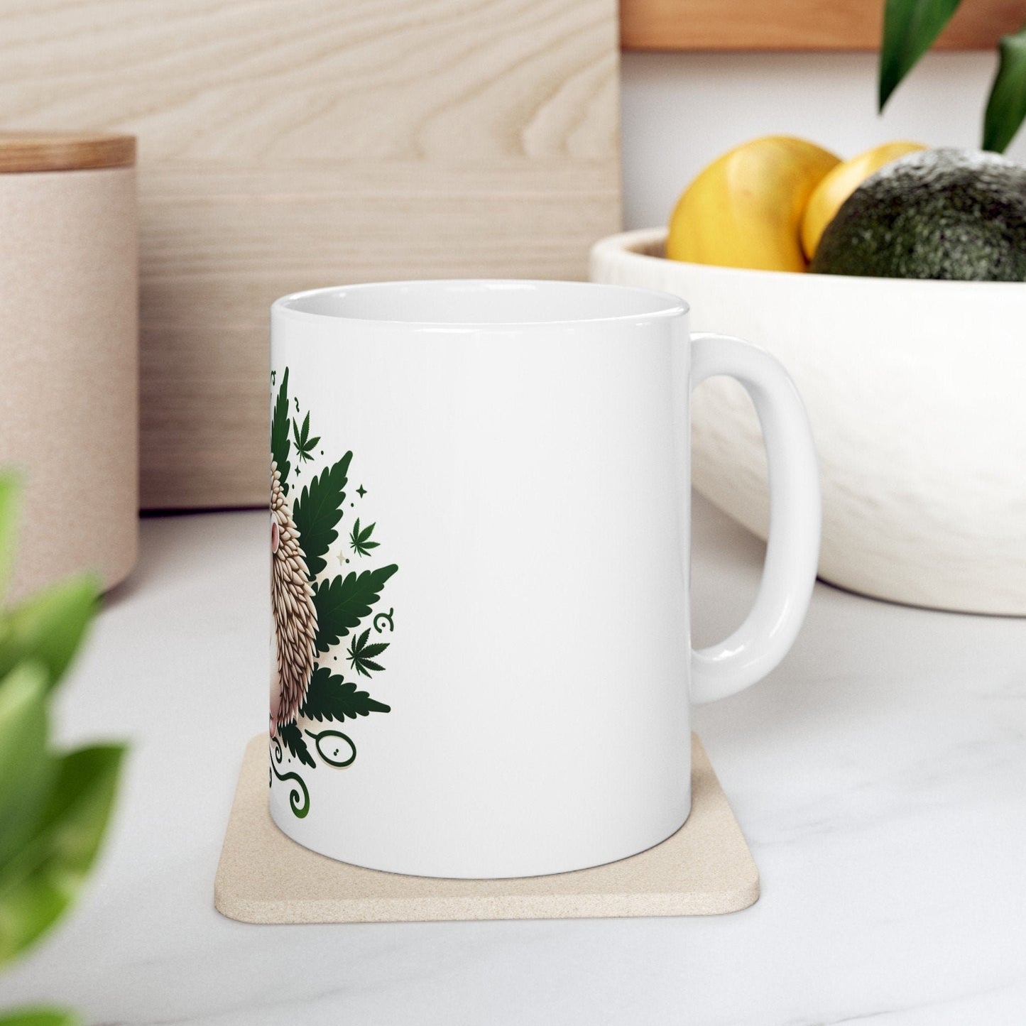 WEED HEDGEHOG MUG - Coffee Weed Mug (11oz) - Weed Stoner Gift, Smokers; Wake and Bake Mug / 420 Weed Mug / Marijuana Gift, 420 Cannabis Mug