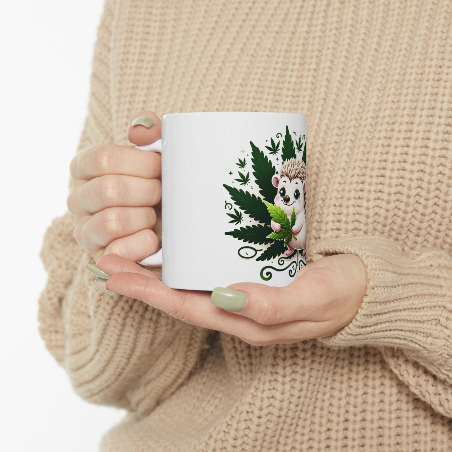 WEED HEDGEHOG MUG - Coffee Weed Mug (11oz) - Weed Stoner Gift, Smokers; Wake and Bake Mug / 420 Weed Mug / Marijuana Gift, 420 Cannabis Mug
