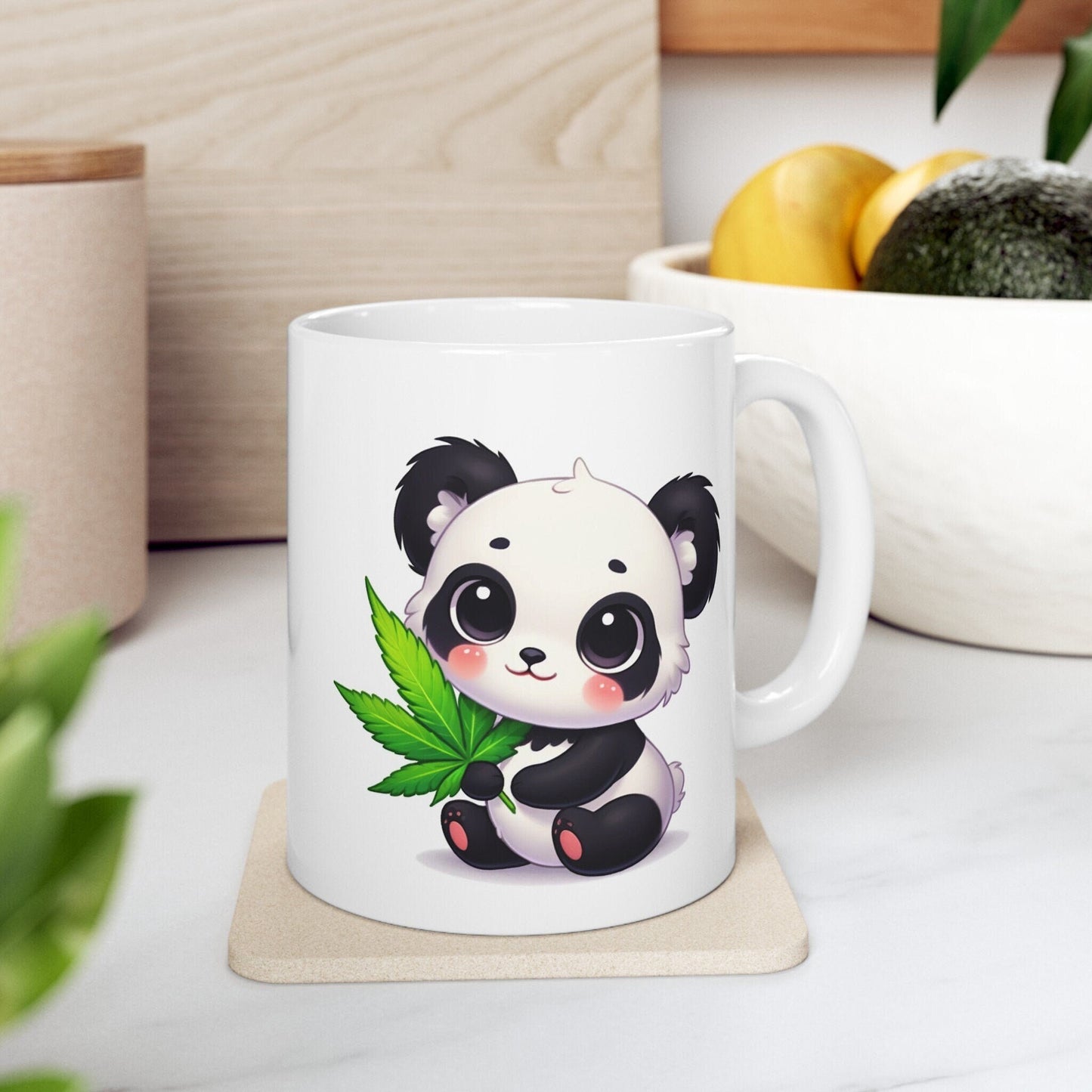 CUTE WEED PANDA - Coffee Weed Mug (11oz) - Weed Gift for Stoners, Smoker; Wake & Bake Mug / 420 Weed Mug / Marijuana Gift, 420 Cannabis Mug