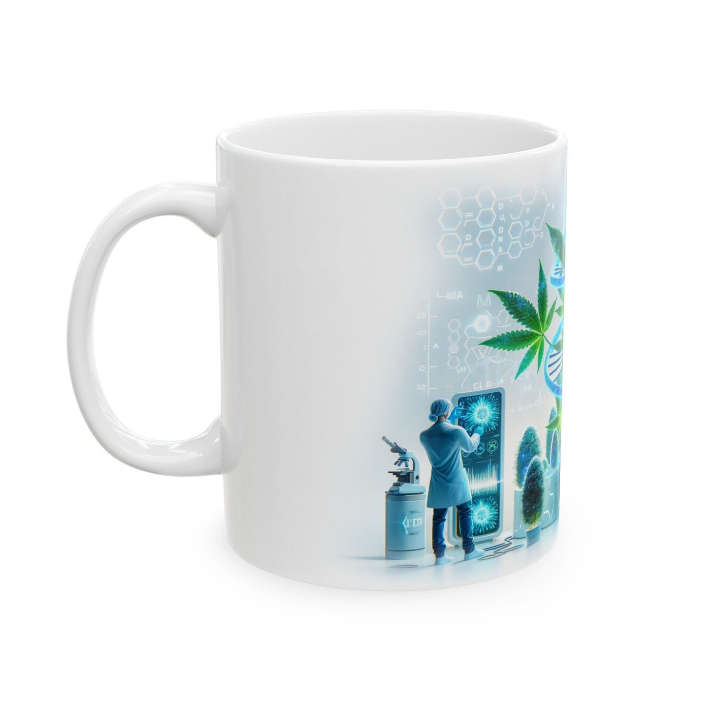 WEED GENETICS - Coffee Weed Mug (11oz) - Weed Gift for Stoners, Smokers; Wake and Bake Mug / 420 Weed Mug / Marijuana Gift, DNA Cannabis Mug