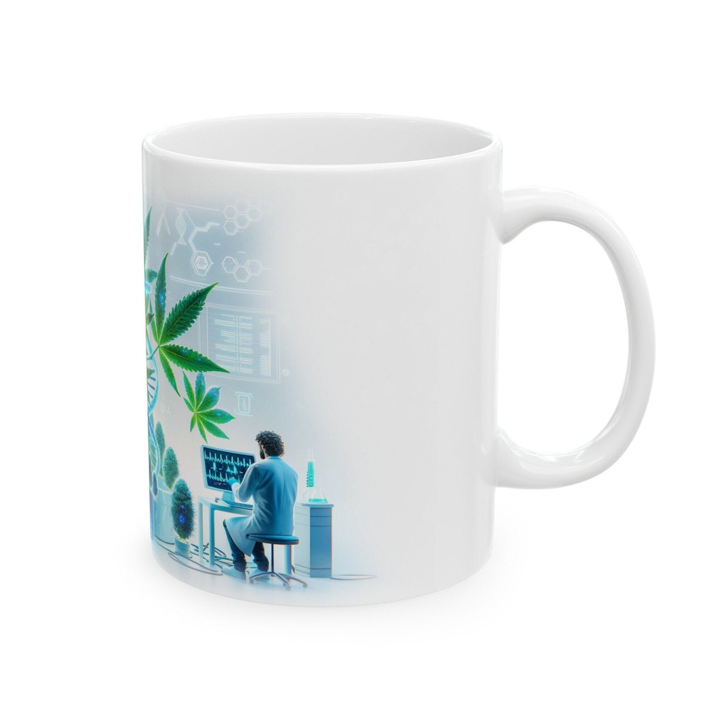 WEED GENETICS - Coffee Weed Mug (11oz) - Weed Gift for Stoners, Smokers; Wake and Bake Mug / 420 Weed Mug / Marijuana Gift, DNA Cannabis Mug