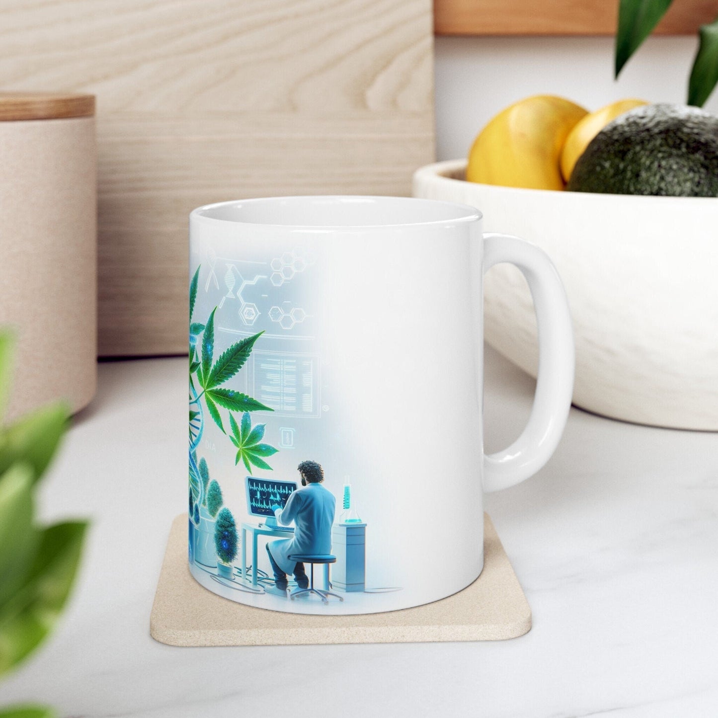 WEED GENETICS - Coffee Weed Mug (11oz) - Weed Gift for Stoners, Smokers; Wake and Bake Mug / 420 Weed Mug / Marijuana Gift, DNA Cannabis Mug