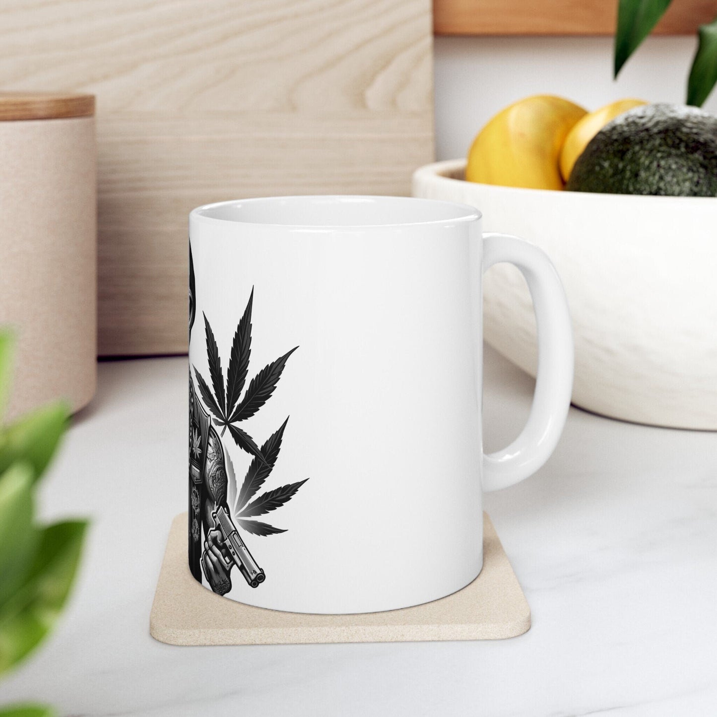 STONER ALIEN GUNS - Coffee Weed Mug (11oz) - Weed Gift for Stoners, Smokers; Wake & Bake Mug / 420 Weed Mug / Marijuana Gift, Cannabis Mug