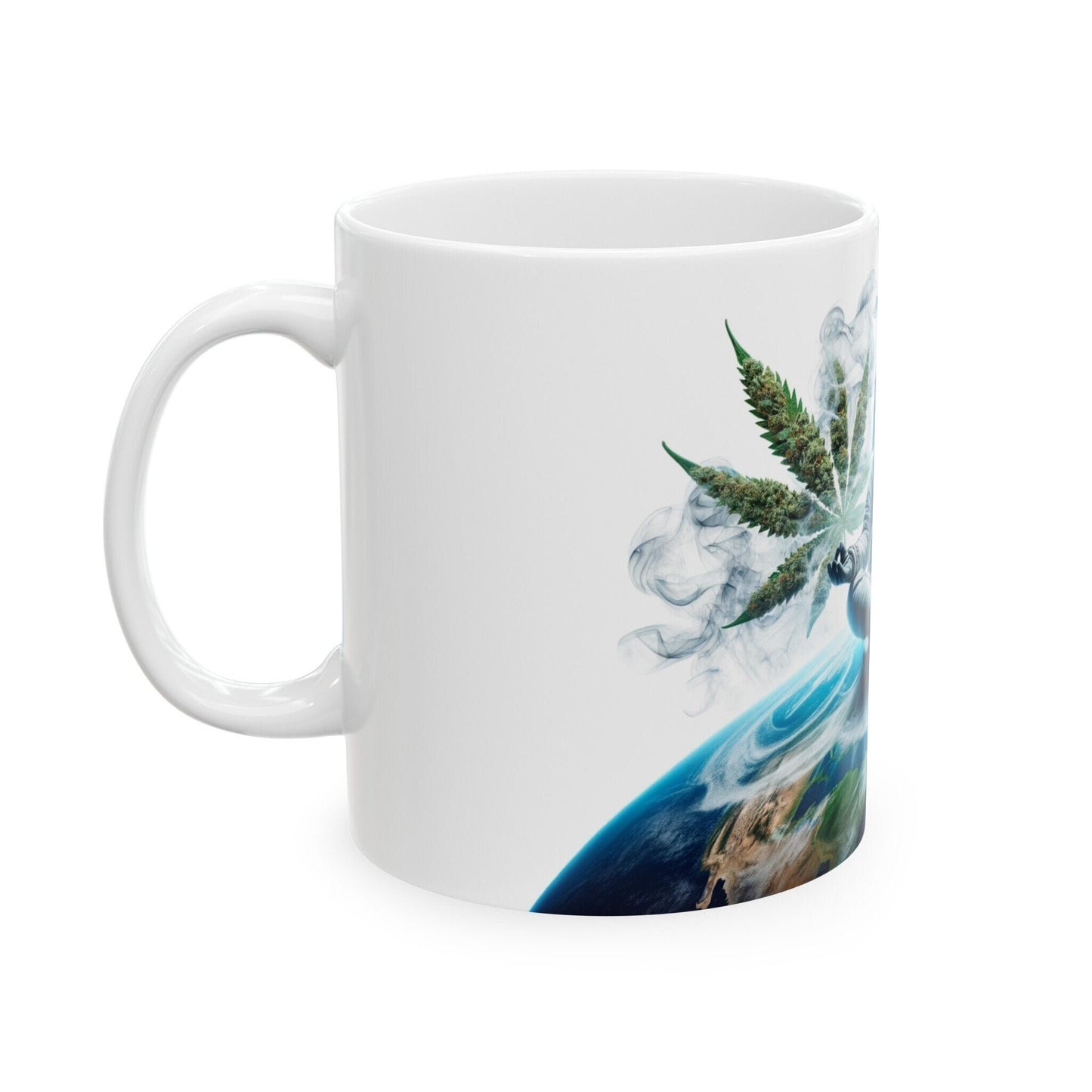 MEDITATING ASTRONAUT - Coffee Weed Mug (11oz) - Weed Gift for Stoners, Smoker; Wake & Bake Mug / 420 Weed Mug / Marijuana Gift, Cannabis Mug