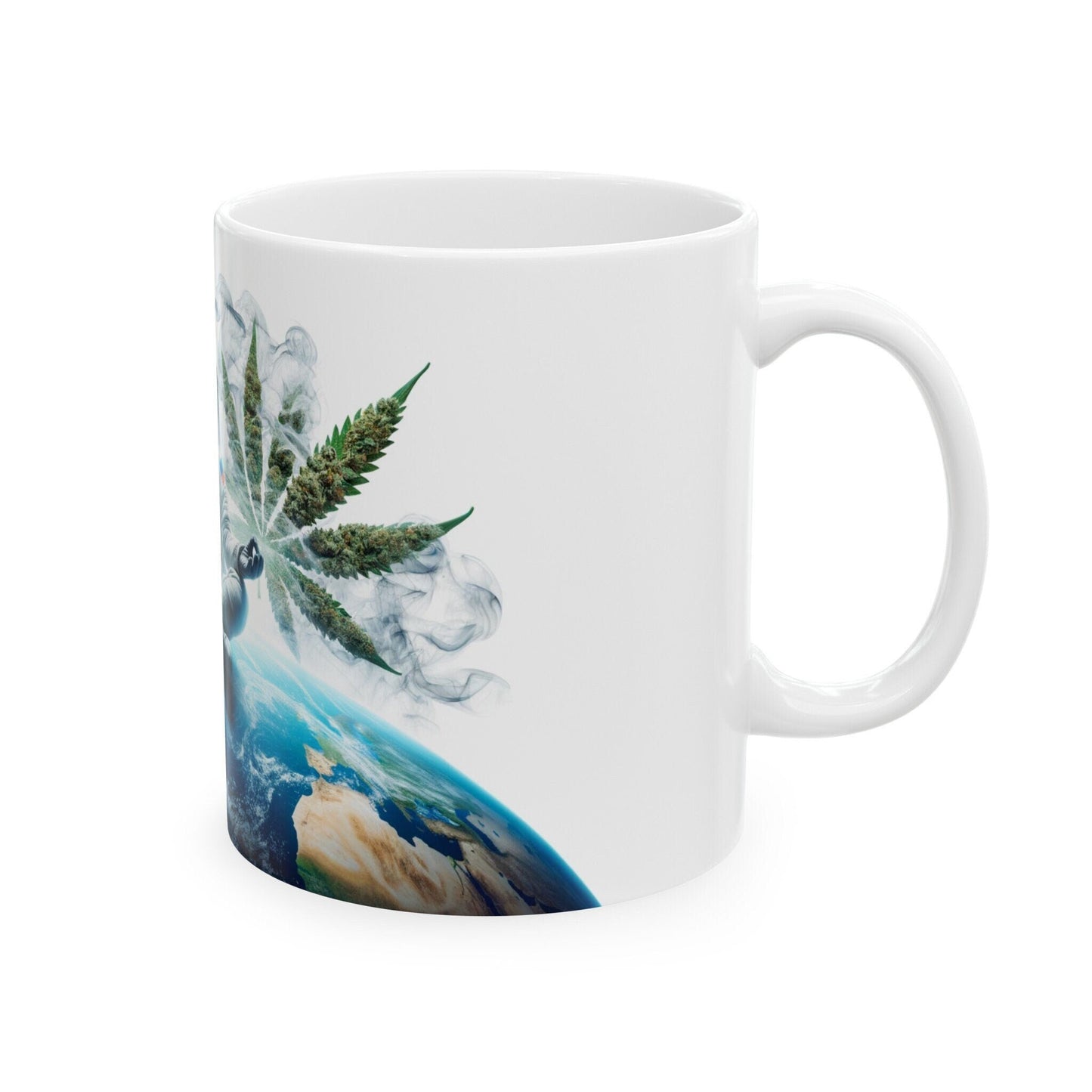 MEDITATING ASTRONAUT - Coffee Weed Mug (11oz) - Weed Gift for Stoners, Smoker; Wake & Bake Mug / 420 Weed Mug / Marijuana Gift, Cannabis Mug
