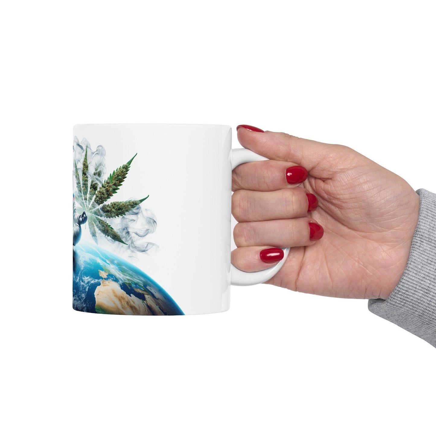 MEDITATING ASTRONAUT - Coffee Weed Mug (11oz) - Weed Gift for Stoners, Smoker; Wake & Bake Mug / 420 Weed Mug / Marijuana Gift, Cannabis Mug