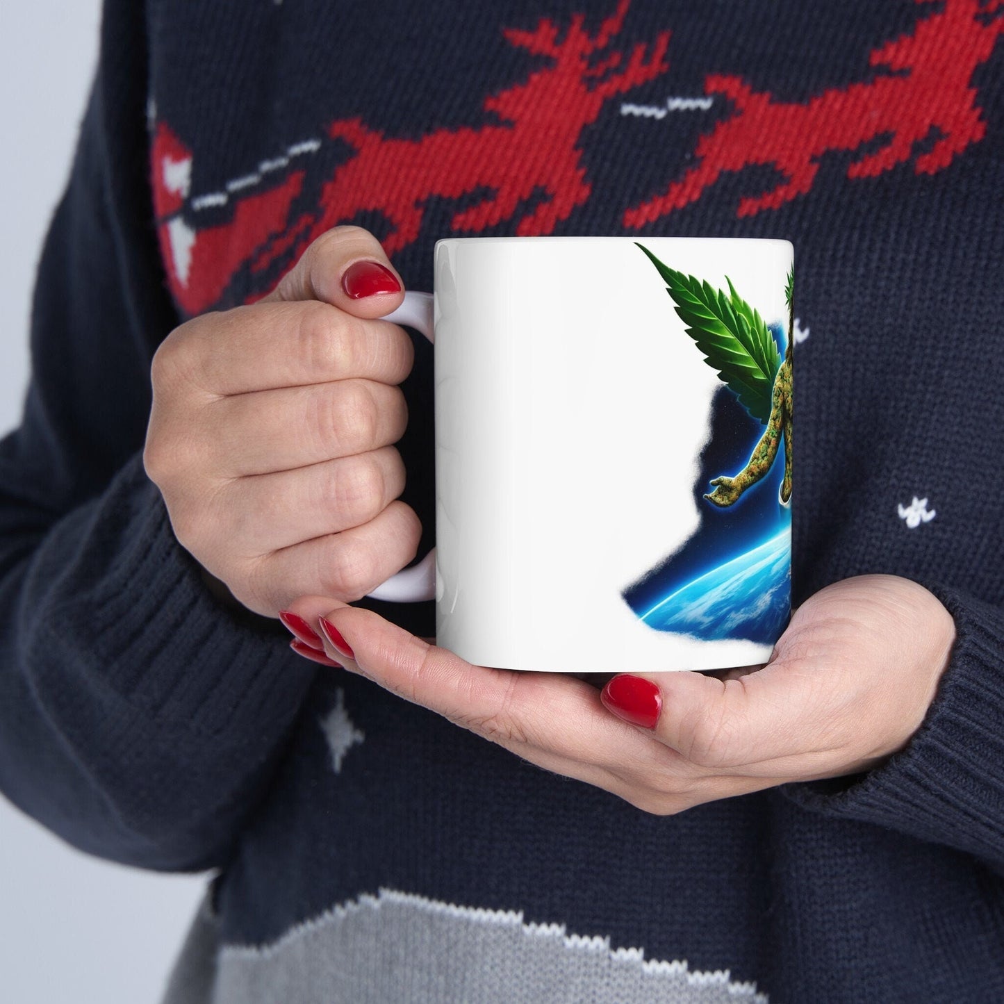 UNIVERSE WEED GOD - Coffee Weed Mug (11oz) - Weed Gift for Stoners, Smokers; Wake & Bake Mug / 420 Weed Mug / Marijuana Gift, Cannabis Mug