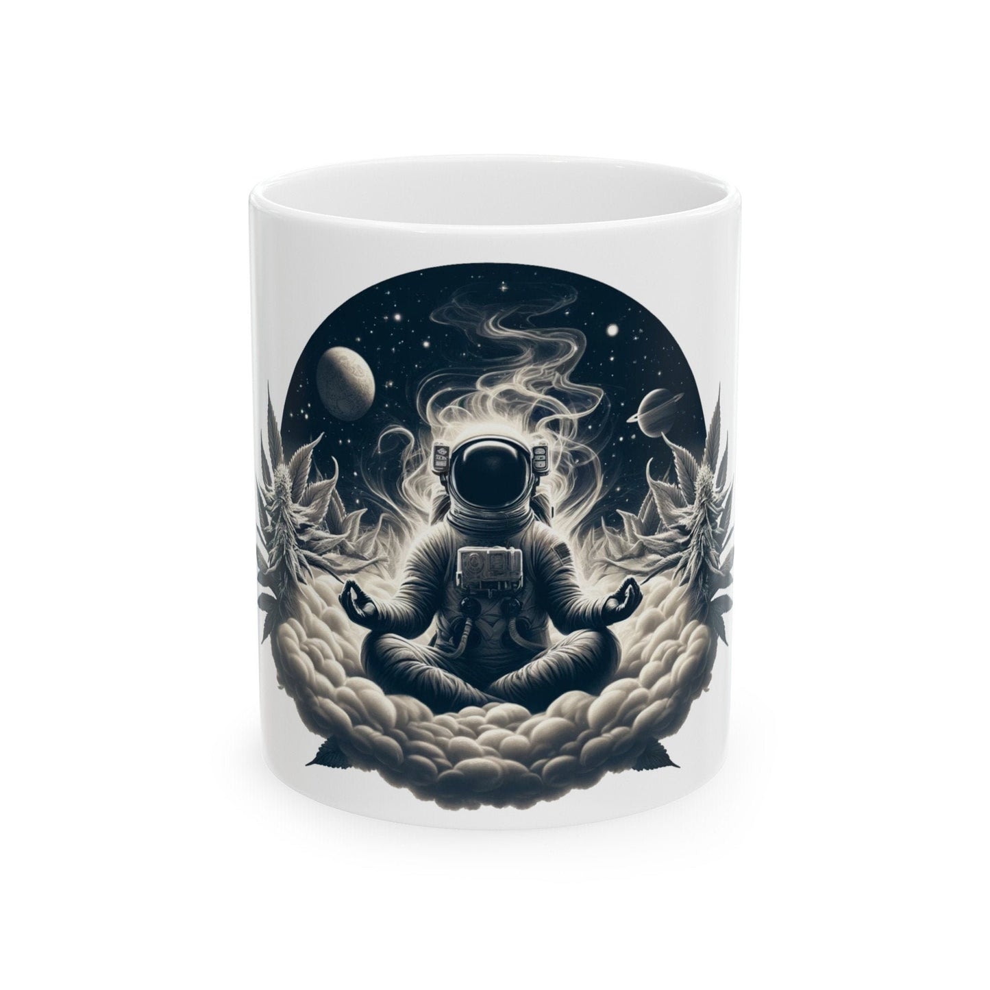 420 MEDITATING ASTRONAUT - Coffee Weed Mug (11oz) - 420 Stoner Gift, Smokers; Wake & Bake Mug / 420 Weed Mug / Marijuana Gift, Cannabis Mug