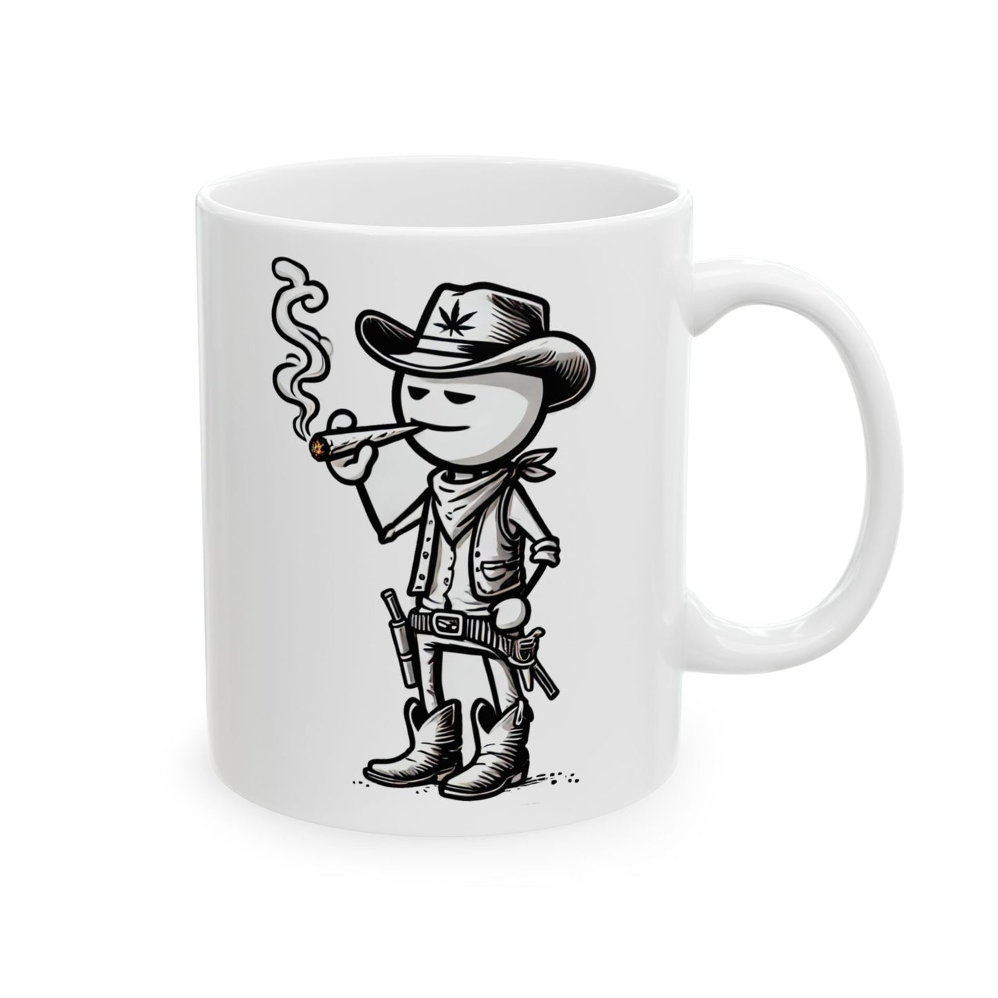 COWBOY STICK FIGURE - WEED Coffee Mug (11oz) Dual Sided