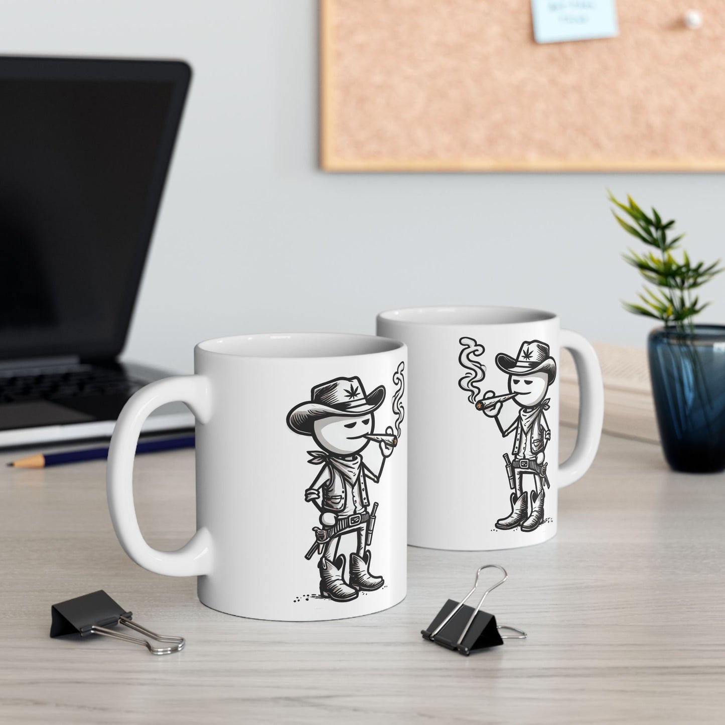 COWBOY STICK FIGURE - WEED Coffee Mug (11oz) Dual Sided