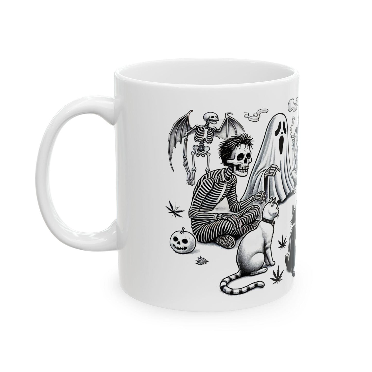 HALLOWEEN SMOKE CIRCLE - Weed Coffee Mug (11oz) - Halloween Gift for Weed Smokers, Stoners, Growers; Wake & Bake / 420 Mug / Marijuana Gift
