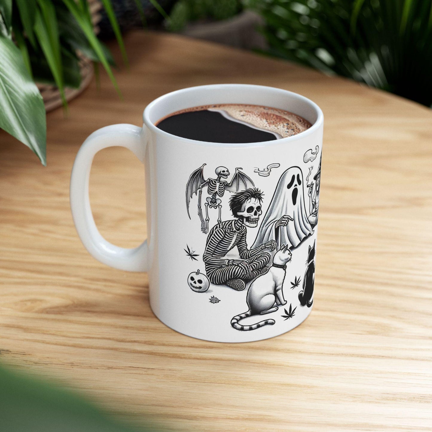HALLOWEEN SMOKE CIRCLE - Weed Coffee Mug (11oz) - Halloween Gift for Weed Smokers, Stoners, Growers; Wake & Bake / 420 Mug / Marijuana Gift