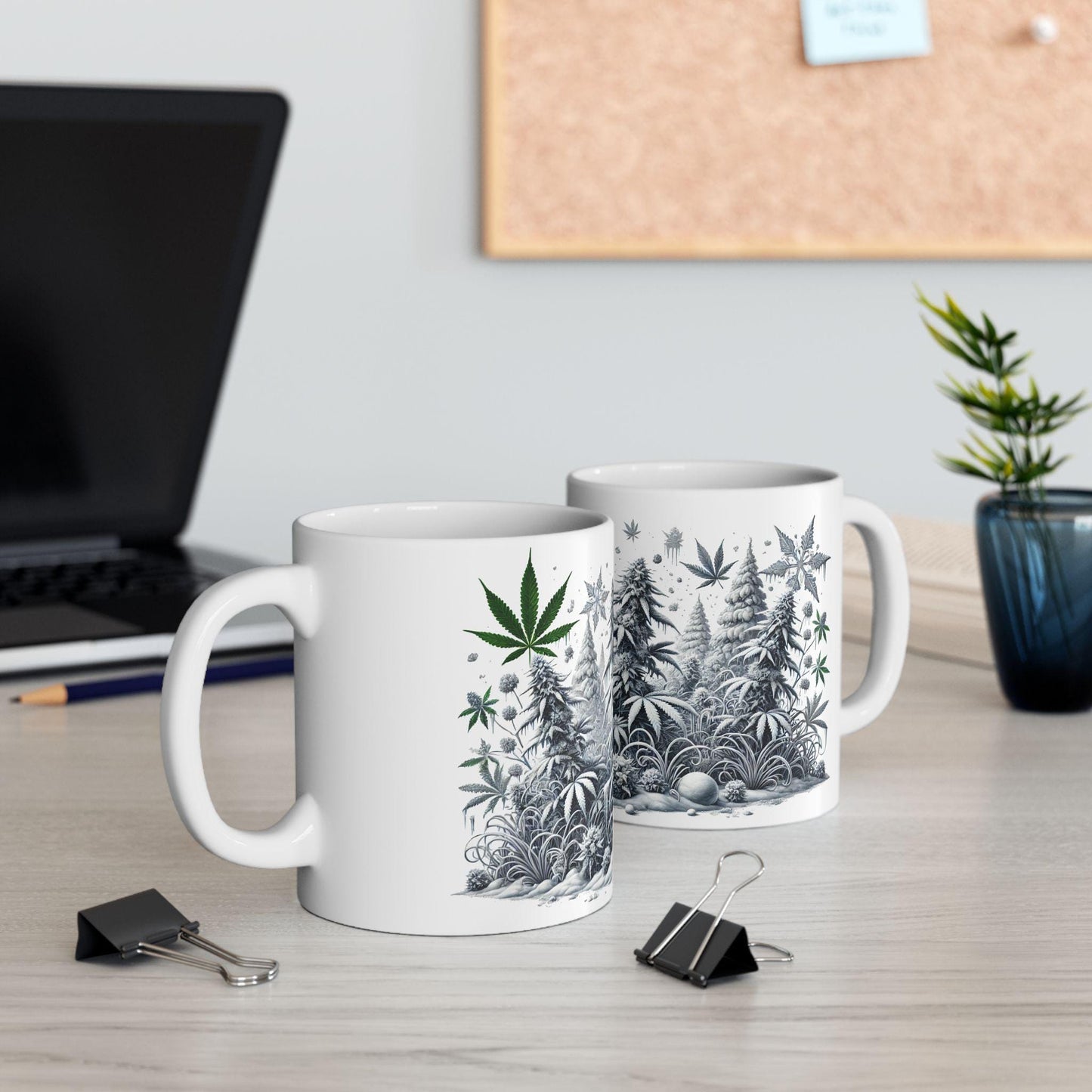 SNOWY WEED MUG - Weed Coffee Mug (11oz) - 420 Winter Gift for Weed Smokers, Stoners, Growers; Wake & Bake / 420 Mug, Weed / Christmas Mug