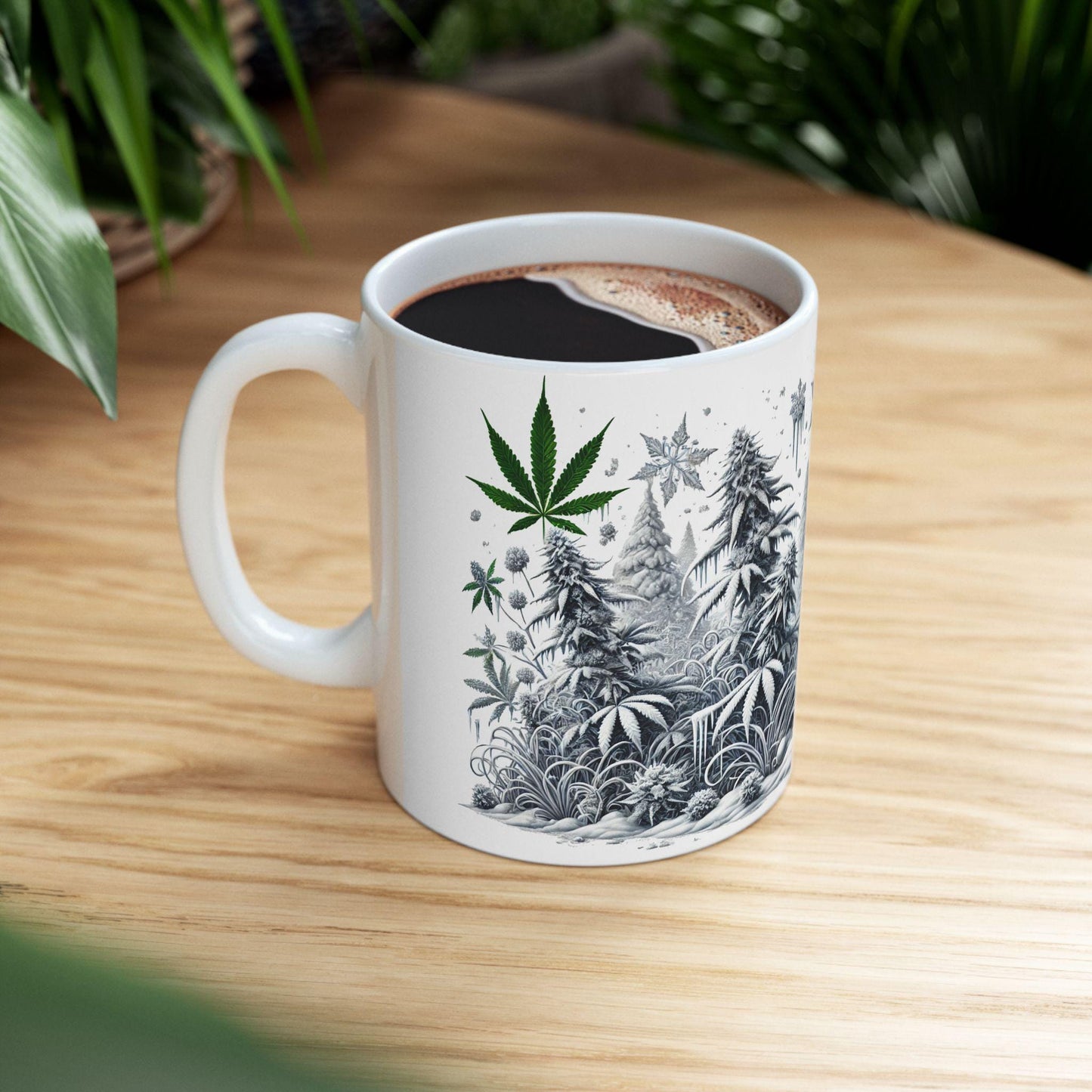 SNOWY WEED MUG - Weed Coffee Mug (11oz) - 420 Winter Gift for Weed Smokers, Stoners, Growers; Wake & Bake / 420 Mug, Weed / Christmas Mug