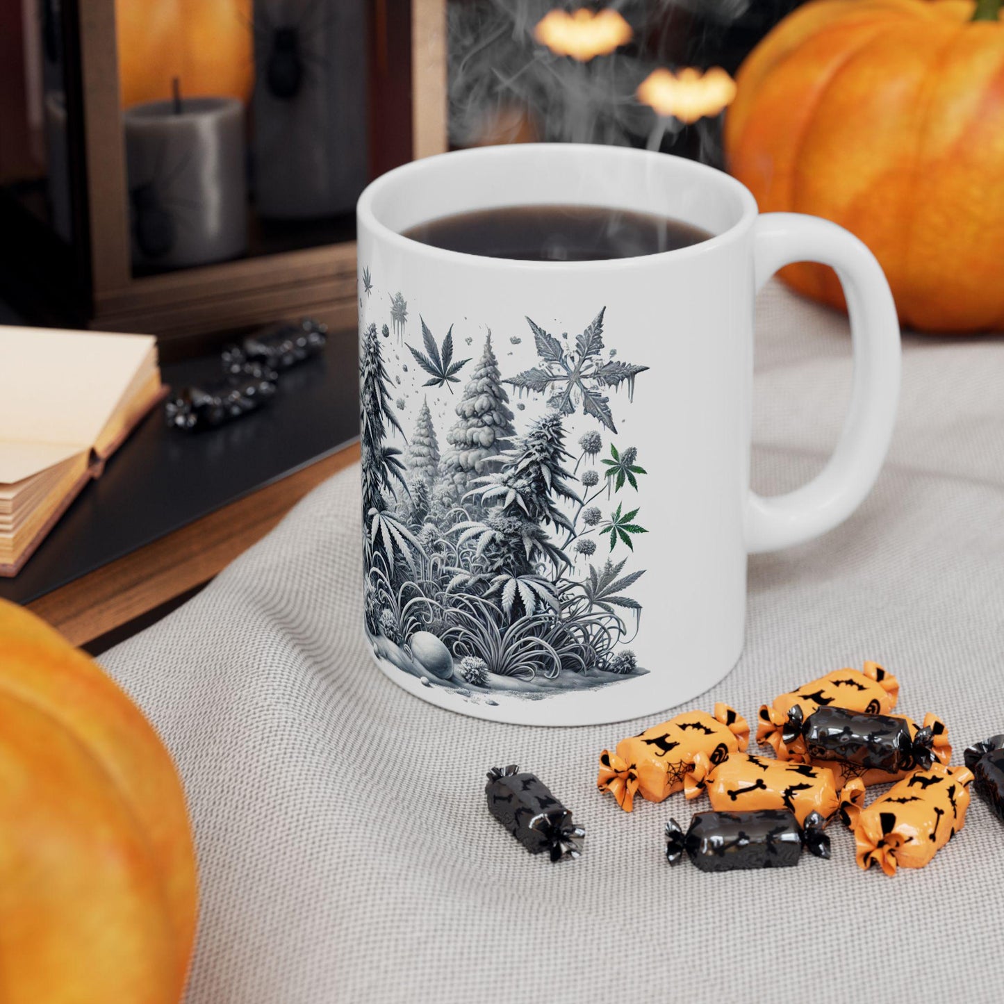 SNOWY WEED MUG - Weed Coffee Mug (11oz) - 420 Winter Gift for Weed Smokers, Stoners, Growers; Wake & Bake / 420 Mug, Weed / Christmas Mug