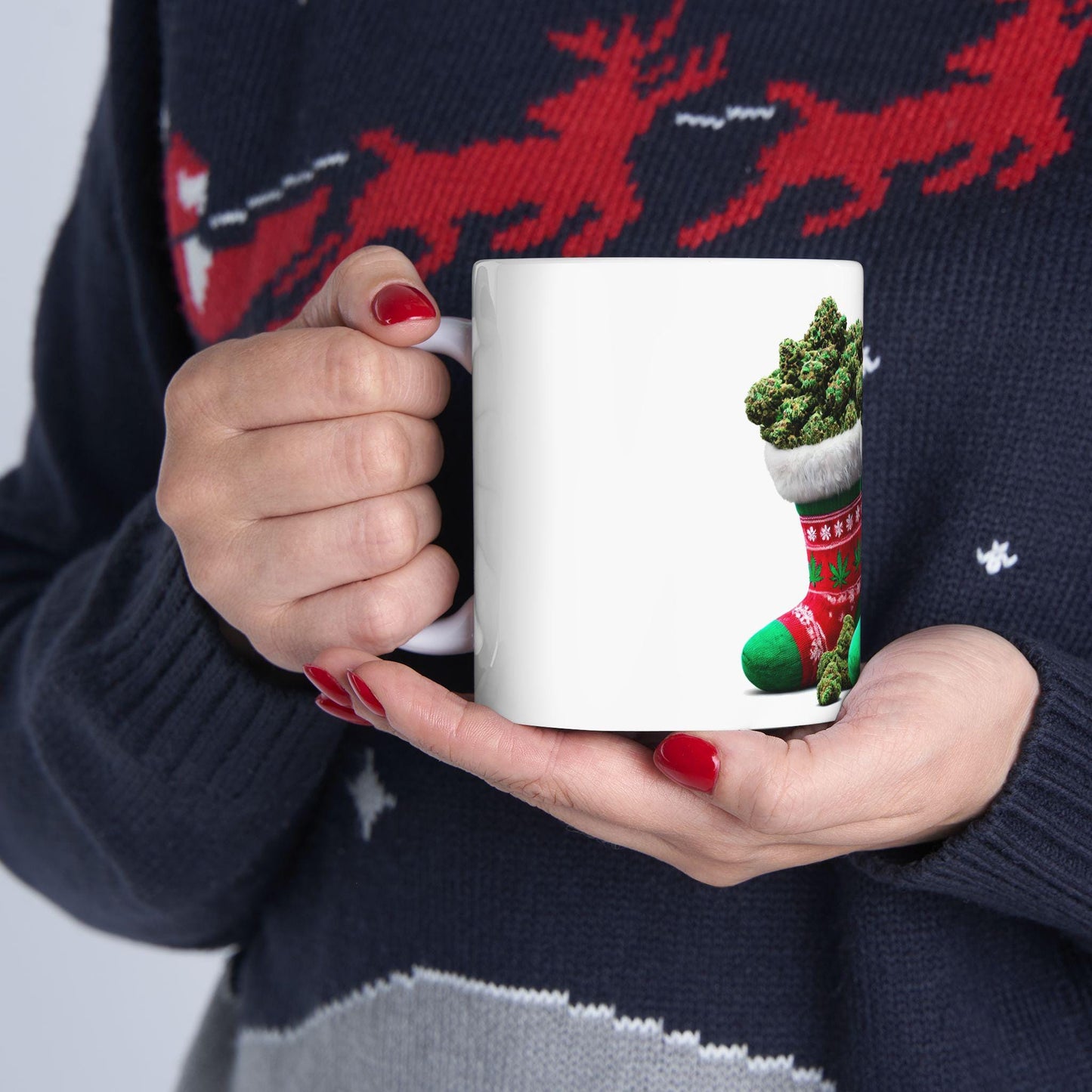 WEED STOCKINGS - 420 Coffee Mug (11oz) - Christmas Gift for Weed Smokers, Stoners, Growers; Wake & Bake / 420 Mug, Weed / 420 Christmas Mug