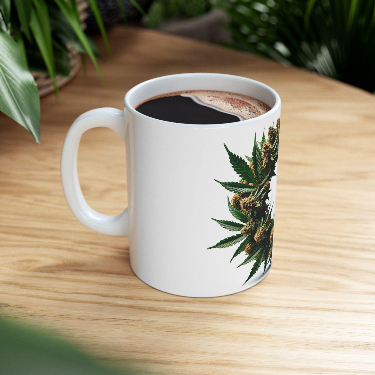 WEED WREATH - Weed Coffee Mug (11oz) - Stoner Christmas Gift for Weed Smokers, Stoners, Growers; Wake & Bake / 420 Mug, Weed / Christmas Mug