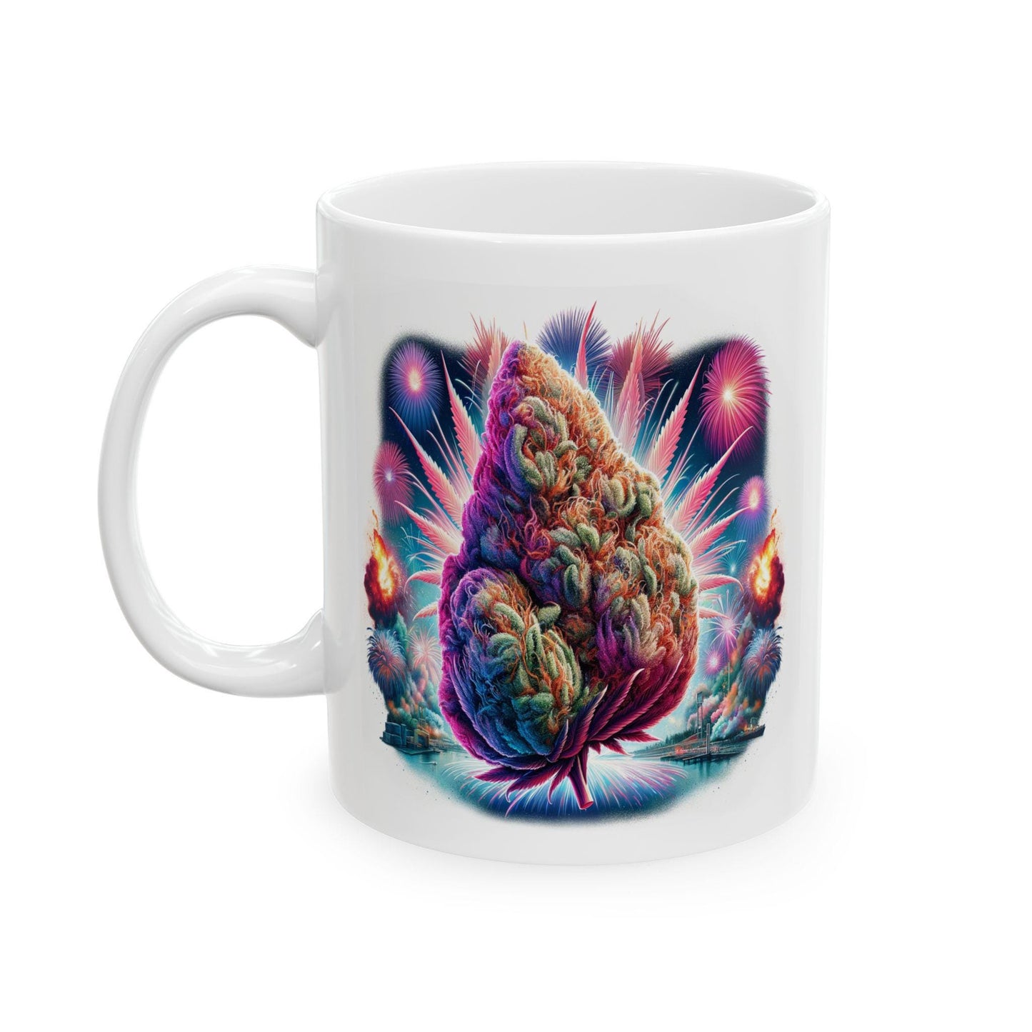 420 WEED FIREWORKS - Weed Coffee Mug (11oz) - 4th of July Gift for Stoners, Smokers, Growers; Wake & Bake / 420 Mug, Weed / 4th of July Mug