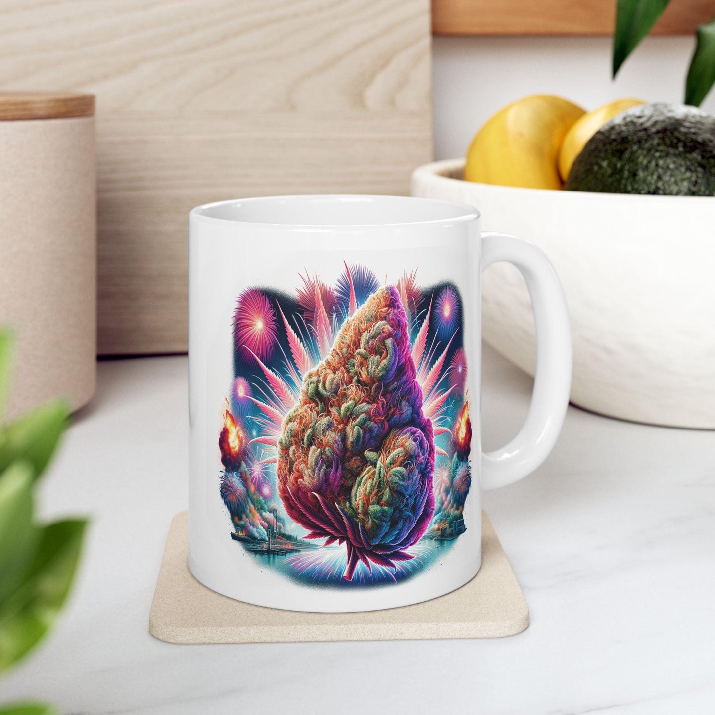 420 WEED FIREWORKS - Weed Coffee Mug (11oz) - 4th of July Gift for Stoners, Smokers, Growers; Wake & Bake / 420 Mug, Weed / 4th of July Mug