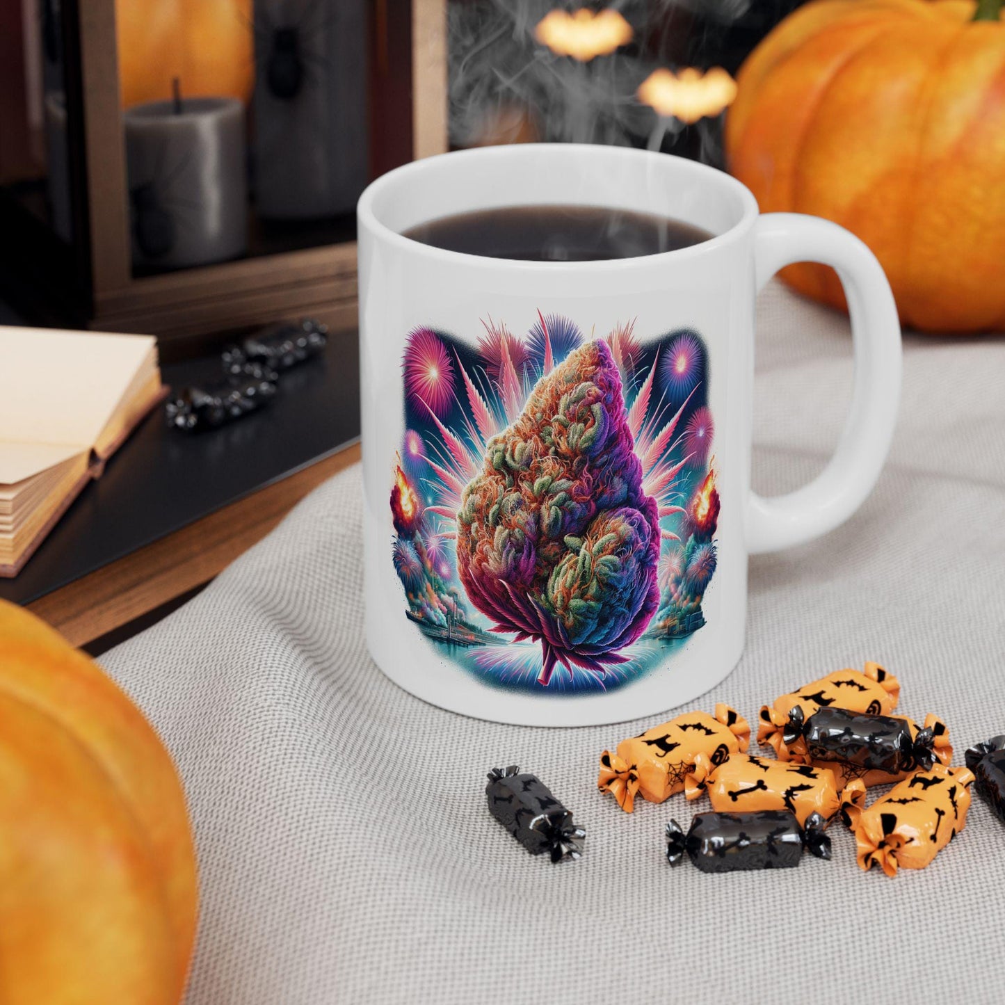 420 WEED FIREWORKS - Weed Coffee Mug (11oz) - 4th of July Gift for Stoners, Smokers, Growers; Wake & Bake / 420 Mug, Weed / 4th of July Mug