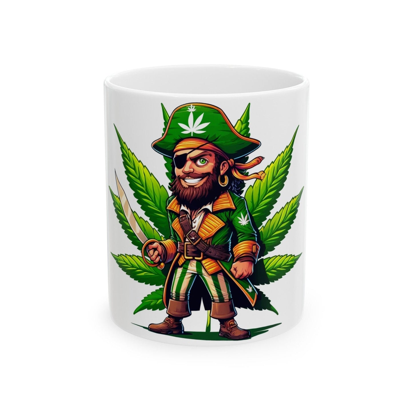 WEED PIRATE - Weed Coffee Mug (11oz) - Perfect Weed Gift for Weed Smokers, Stoners, Growers; Wake and Bake / 420 Weed Mug, Marijuana Gift
