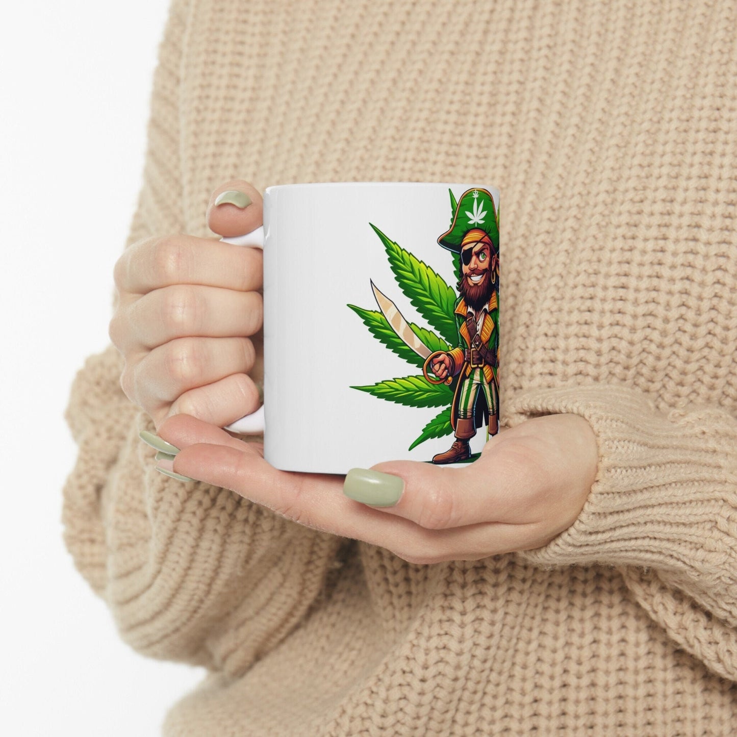 WEED PIRATE - Weed Coffee Mug (11oz) - Perfect Weed Gift for Weed Smokers, Stoners, Growers; Wake and Bake / 420 Weed Mug, Marijuana Gift