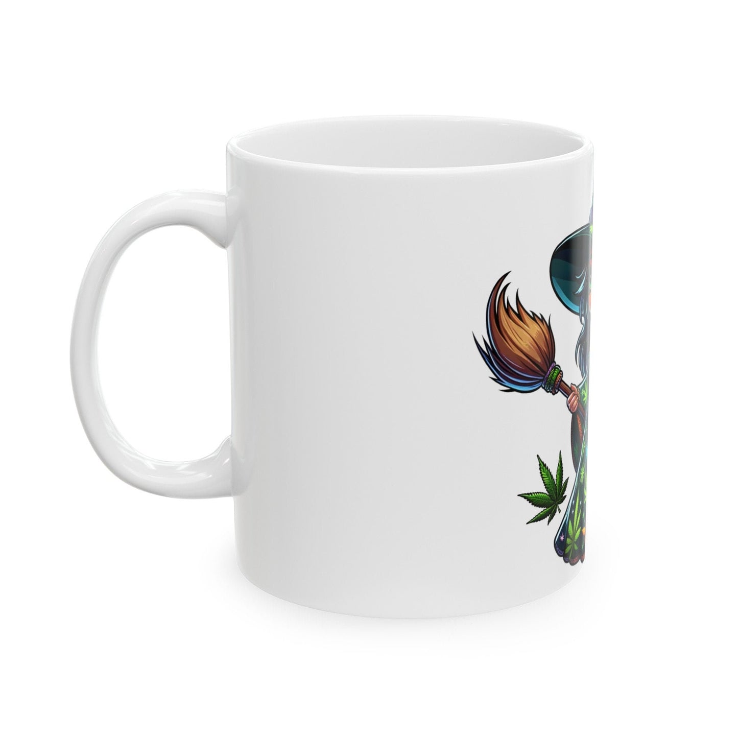 WEED WITCH, Black Hair - 420 Coffee Mug (11oz) Perfect Gift for Smokers/ Marijuana Gift; Wake & Bake Mug - Weed/Cannabis Cup, Stoner Mug