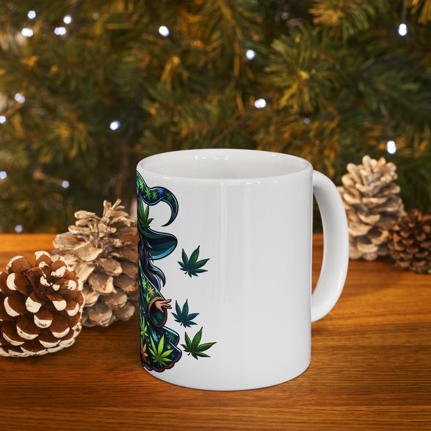 WEED WITCH, Black Hair - 420 Coffee Mug (11oz) Perfect Gift for Smokers/ Marijuana Gift; Wake & Bake Mug - Weed/Cannabis Cup, Stoner Mug