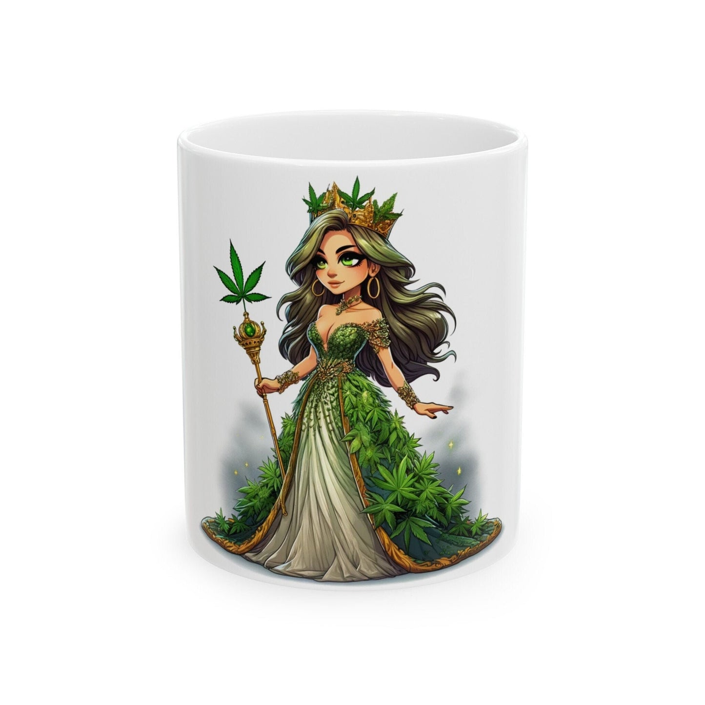 WEED QUEEN - 420 Coffee Mug (11oz) Perfect Gift for Smokers/ Marijuana Gift; Wake & Bake Mug - Cannabis Cup / Stoner Mug - Royalty