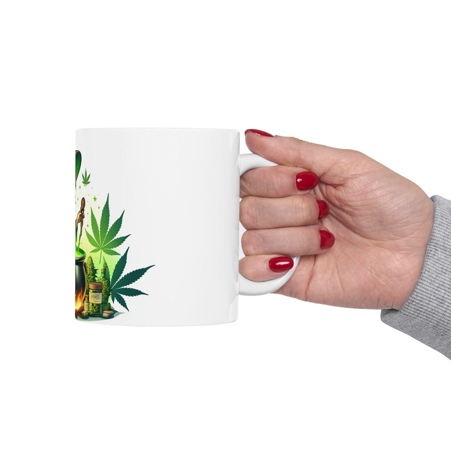 WEED WITCH with POTIONS - 420 Coffee Mug (11oz) Perfect Gift for Smokers/ Marijuana Gift; Wake & Bake Mug - Weed/Cannabis Cup / Stoner Mug