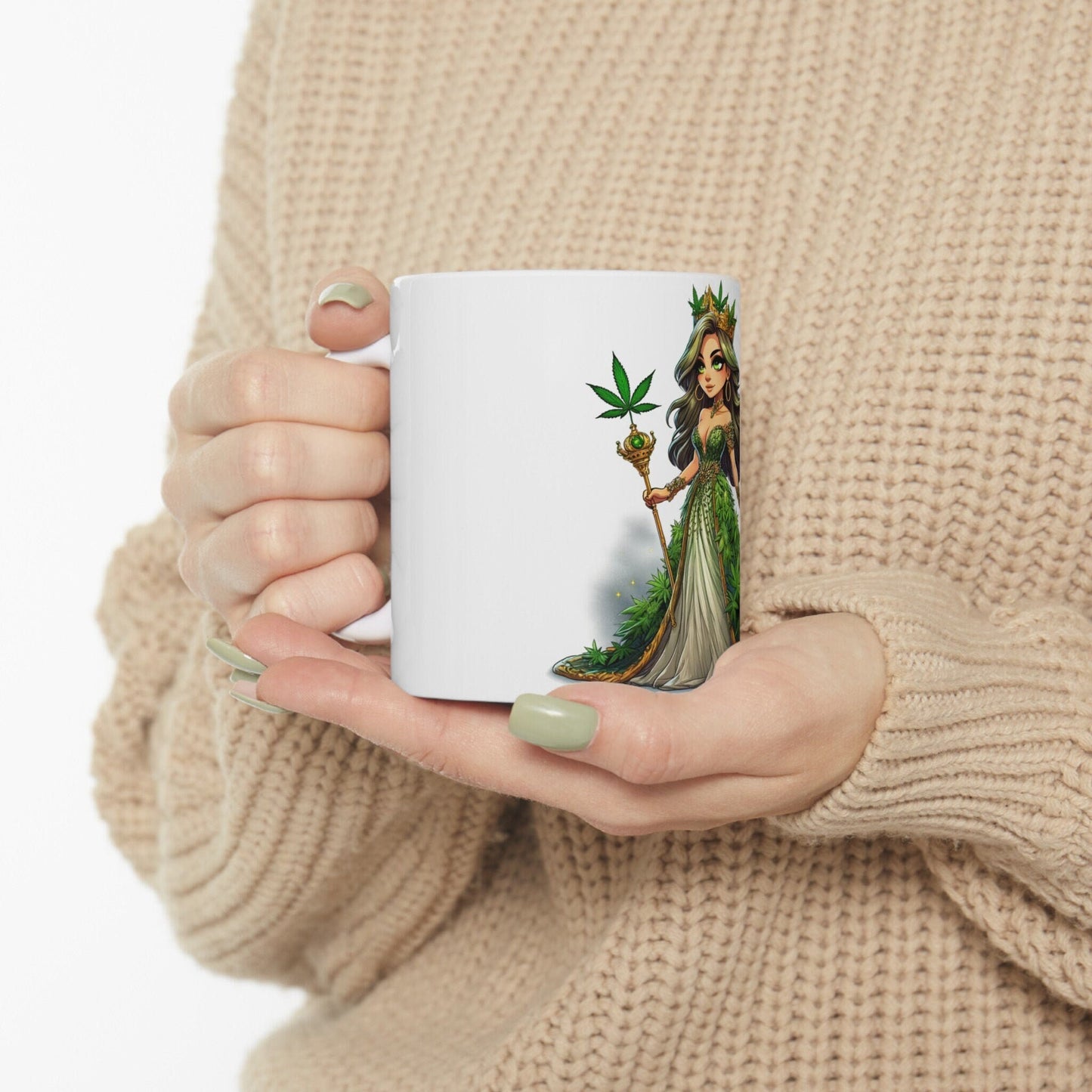 WEED QUEEN - 420 Coffee Mug (11oz) Perfect Gift for Smokers/ Marijuana Gift; Wake & Bake Mug - Cannabis Cup / Stoner Mug - Royalty