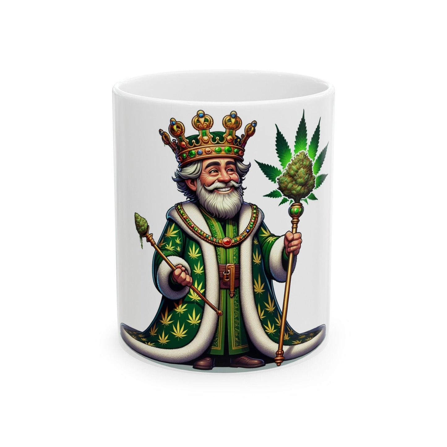 WEED KING - 420 Coffee Mug (11oz) Perfect Gift for Smokers/ Marijuana Gift; Wake & Bake Mug - Cannabis Cup / Stoner Mug - Royalty