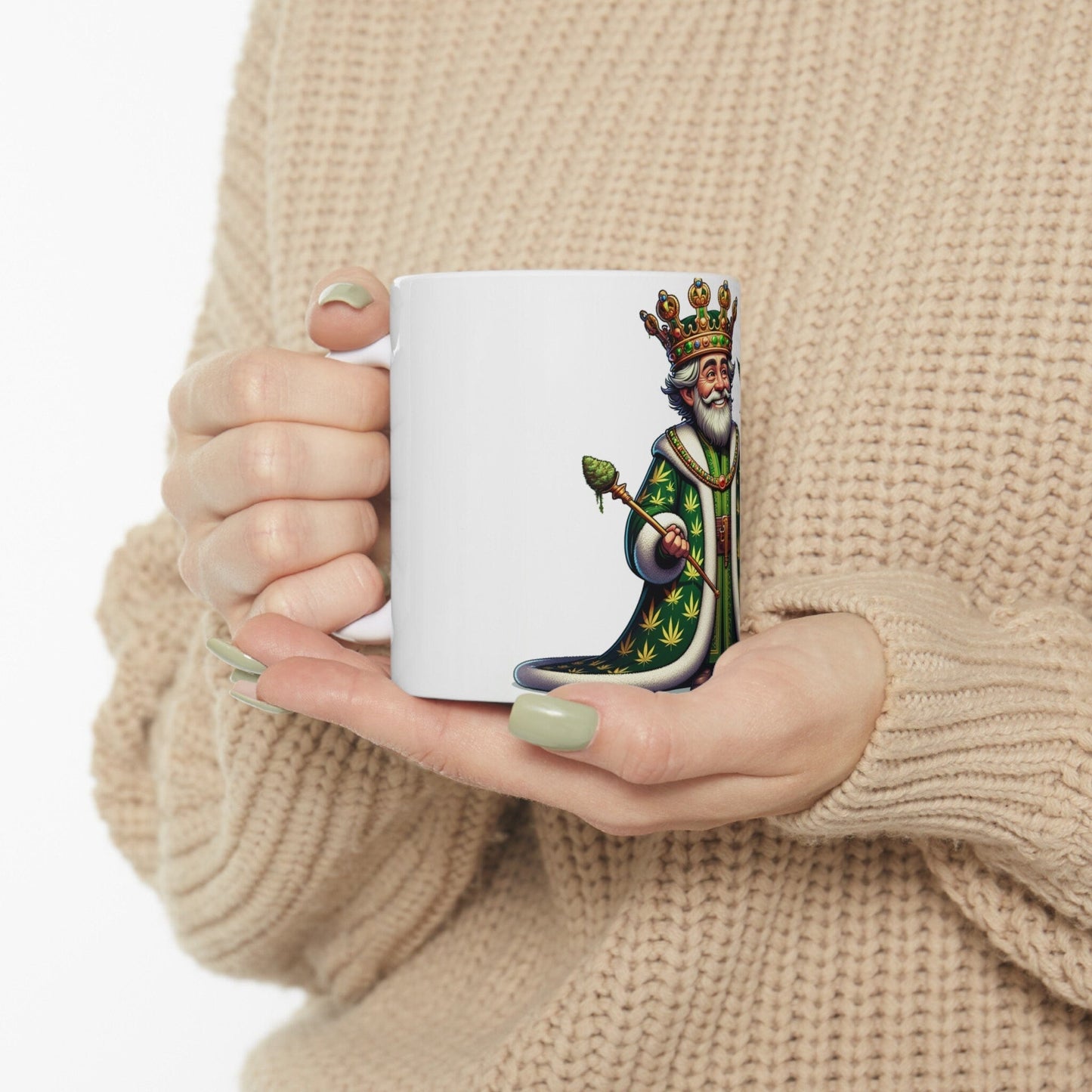 WEED KING - 420 Coffee Mug (11oz) Perfect Gift for Smokers/ Marijuana Gift; Wake & Bake Mug - Cannabis Cup / Stoner Mug - Royalty