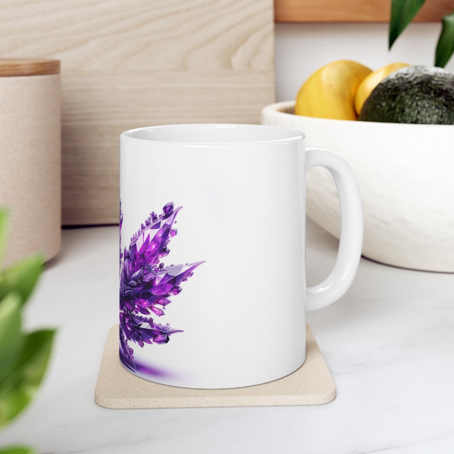 PURPLE WEED CRYSTALS - 420 Coffee Mug (11oz) Perfect Gift for Smokers/ Marijuana Gift; Wake and Bake Mug - Cannabis Cup / Stoner Mug