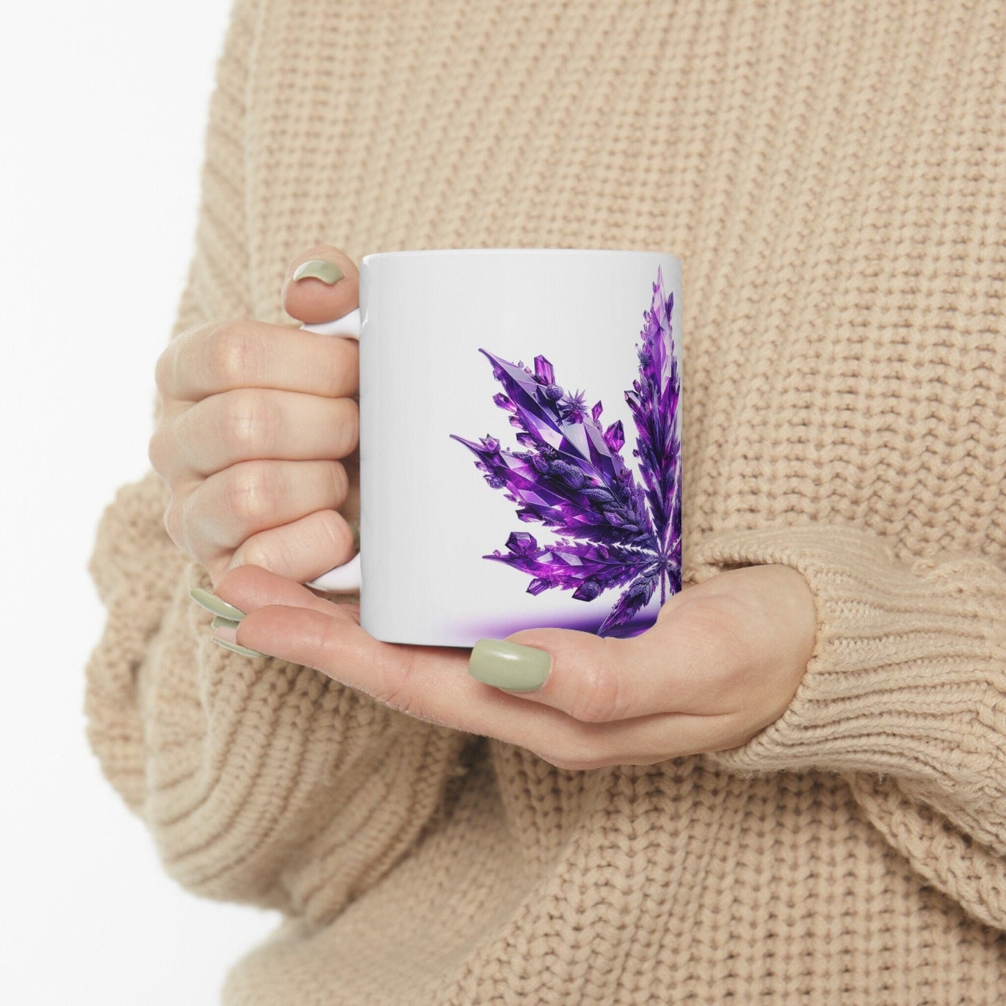 PURPLE WEED CRYSTALS - 420 Coffee Mug (11oz) Perfect Gift for Smokers/ Marijuana Gift; Wake and Bake Mug - Cannabis Cup / Stoner Mug