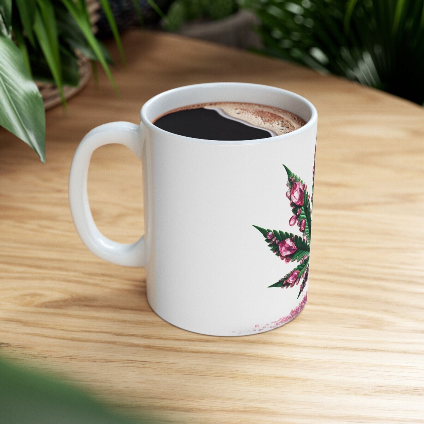 PINK WEED CRYSTALS - 420 Coffee Mug (11oz) Perfect Gift for Smokers/ Marijuana Gift; Wake and Bake Mug - Cannabis Cup / Stoner Mug