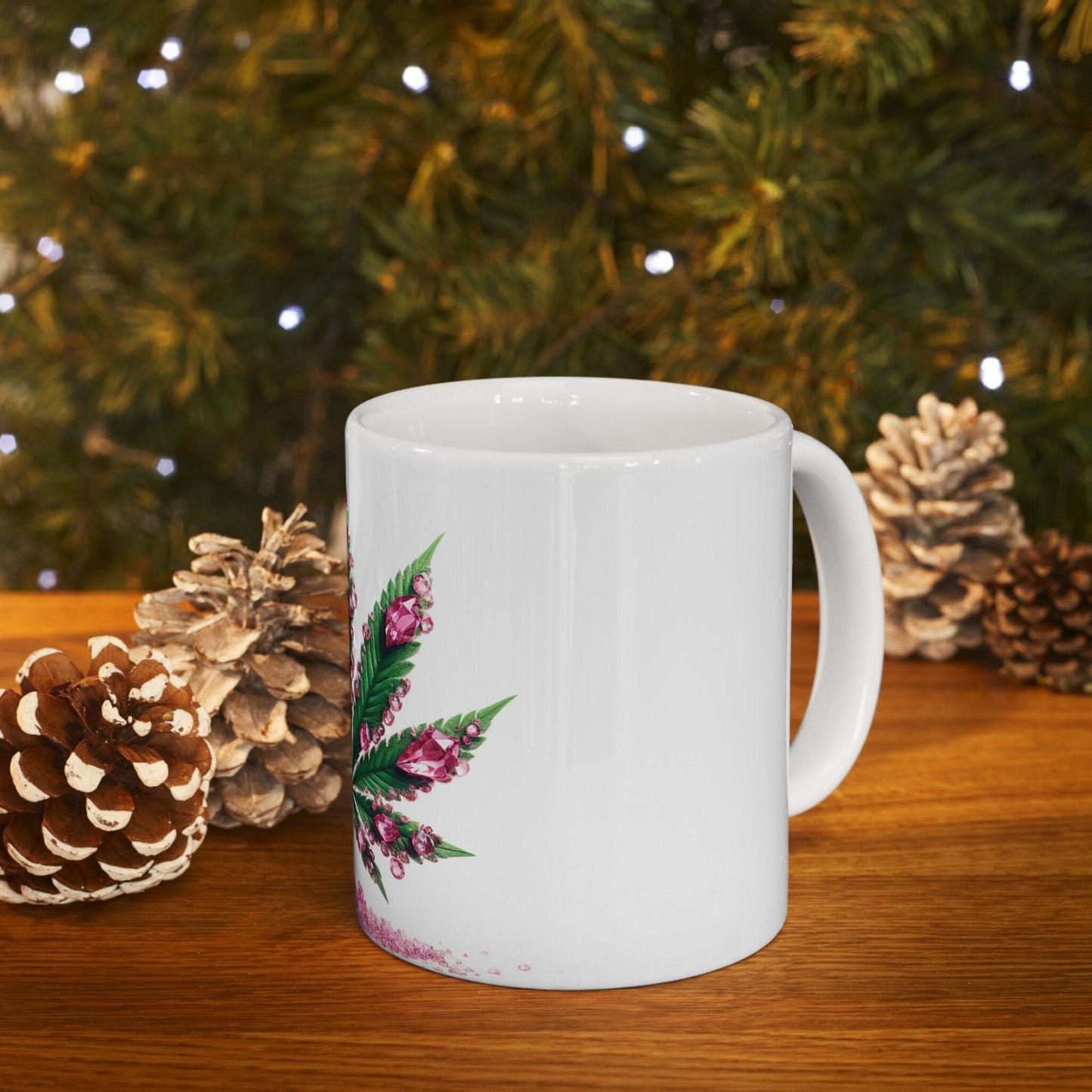 PINK WEED CRYSTALS - 420 Coffee Mug (11oz) Perfect Gift for Smokers/ Marijuana Gift; Wake and Bake Mug - Cannabis Cup / Stoner Mug