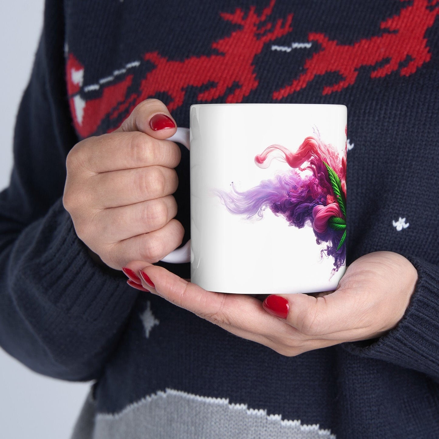 PURPLE/PINK SMOKEY Leaf - 420 Coffee Mugs (11oz) Perfect Gift for Smokers/ Marijuana Gift; Wake and Bake Mug - Cannabis Cup / Stoner Mug