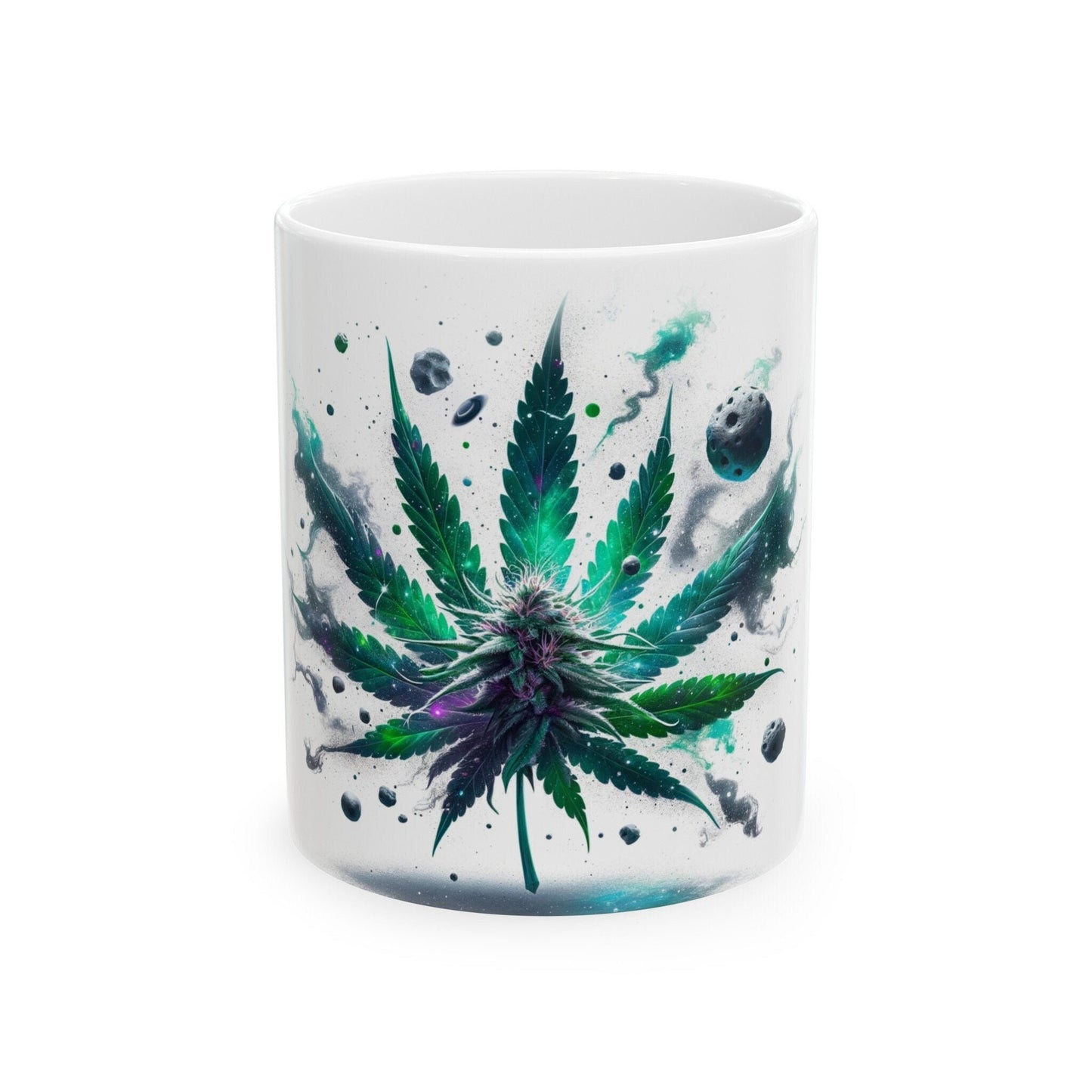 SPACEY WEED LEAF - 420 Coffee Mug (11oz) Perfect Gift for Smokers/ Marijuana Gift; Wake and Bake Mug - Cannabis Cup / Stoner Mug
