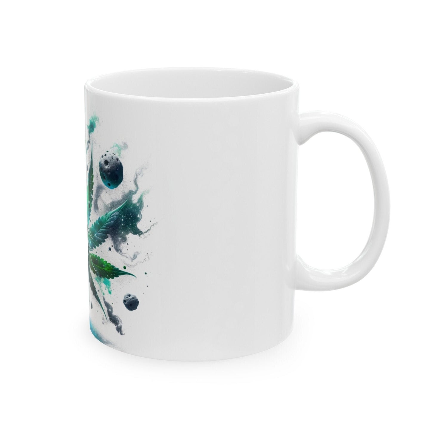 SPACEY WEED LEAF - 420 Coffee Mug (11oz) Perfect Gift for Smokers/ Marijuana Gift; Wake and Bake Mug - Cannabis Cup / Stoner Mug