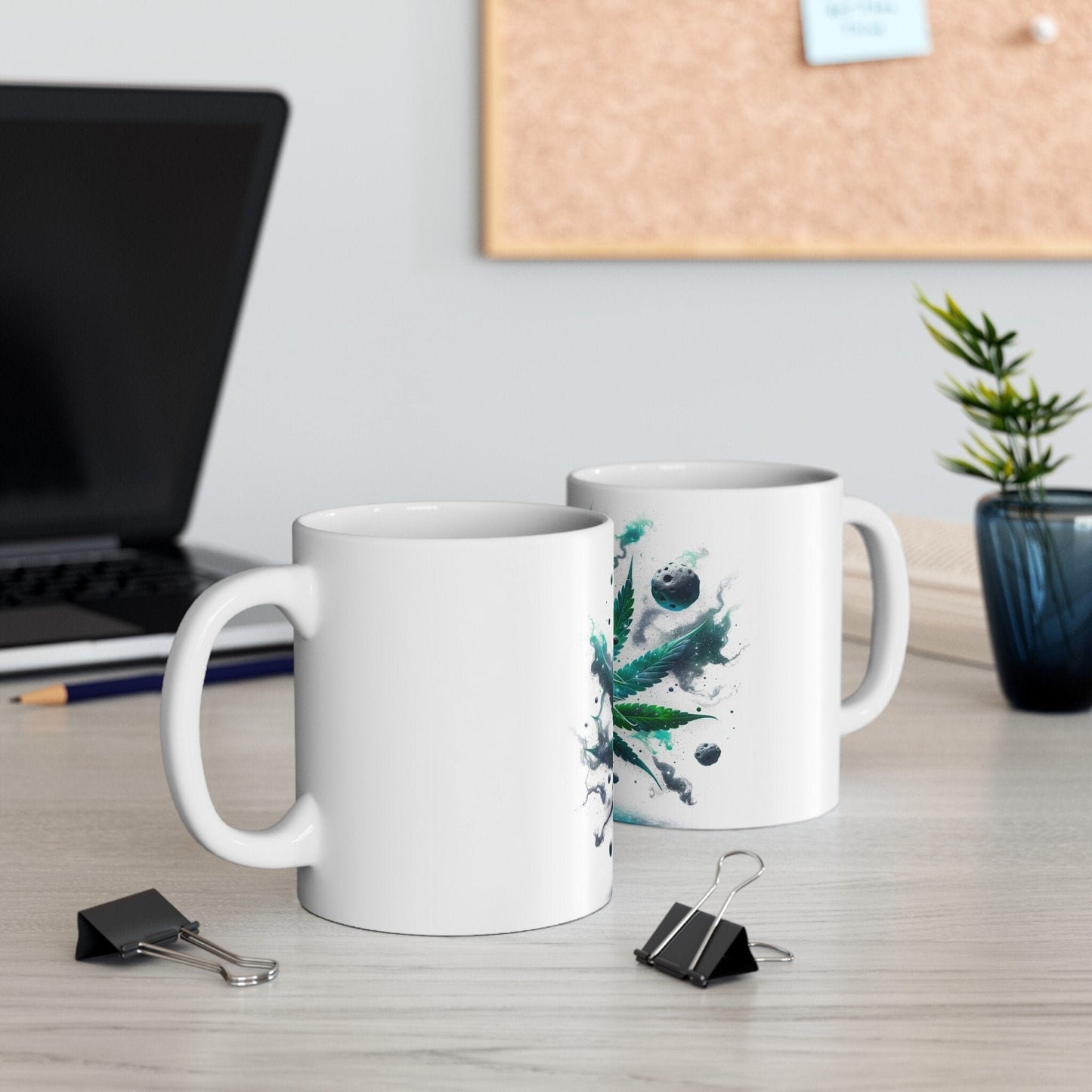 SPACEY WEED LEAF - 420 Coffee Mug (11oz) Perfect Gift for Smokers/ Marijuana Gift; Wake and Bake Mug - Cannabis Cup / Stoner Mug