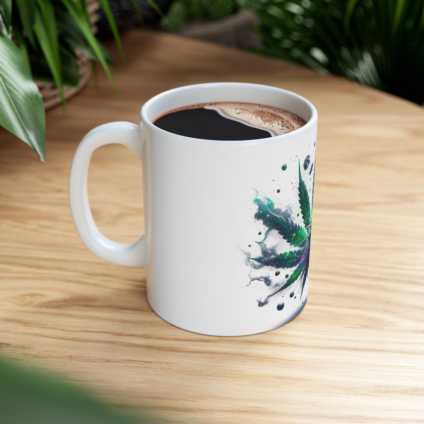 SPACEY WEED LEAF - 420 Coffee Mug (11oz) Perfect Gift for Smokers/ Marijuana Gift; Wake and Bake Mug - Cannabis Cup / Stoner Mug