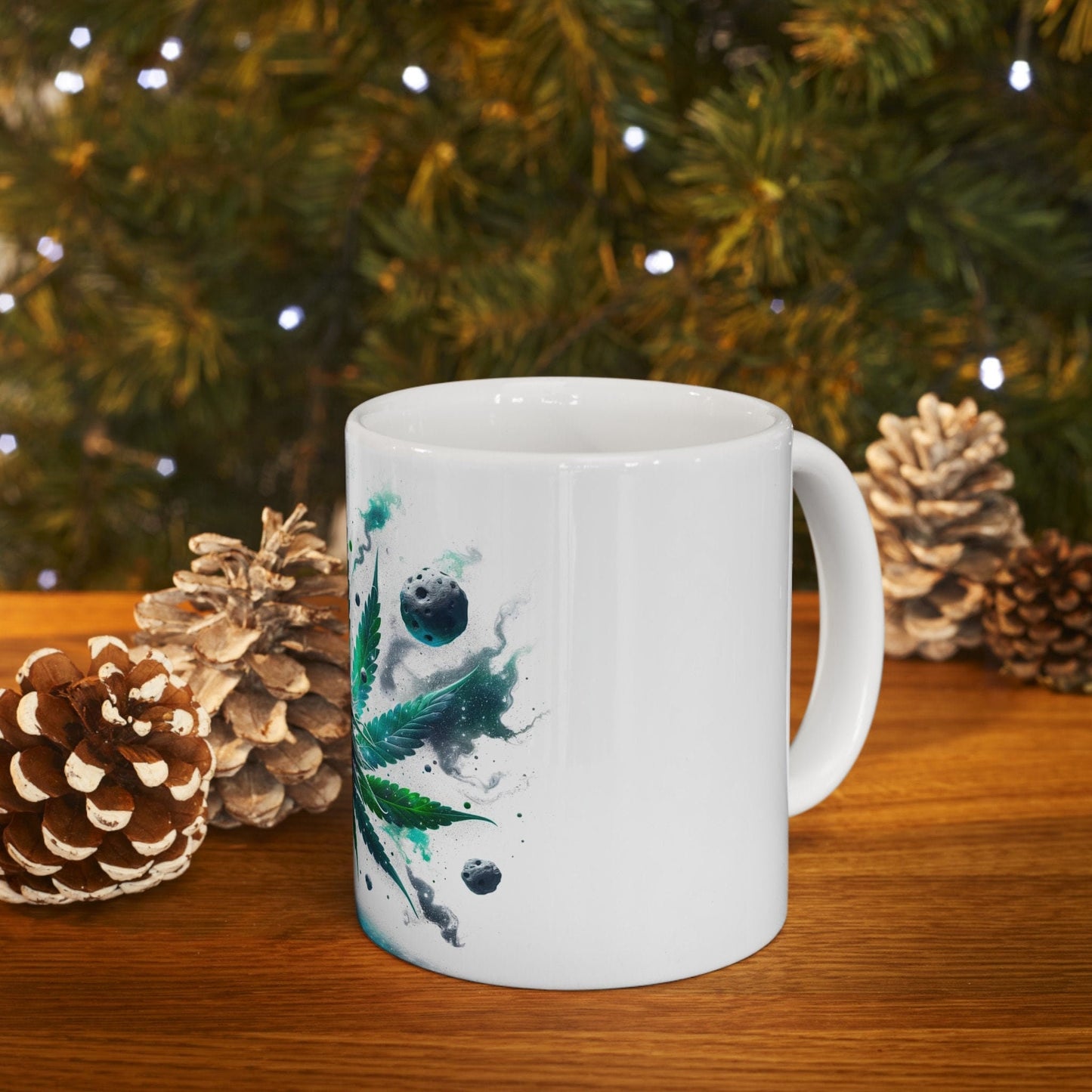 SPACEY WEED LEAF - 420 Coffee Mug (11oz) Perfect Gift for Smokers/ Marijuana Gift; Wake and Bake Mug - Cannabis Cup / Stoner Mug