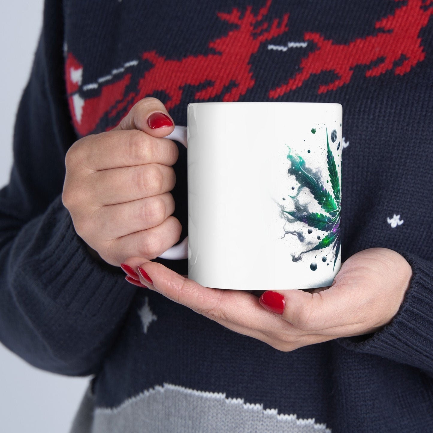 SPACEY WEED LEAF - 420 Coffee Mug (11oz) Perfect Gift for Smokers/ Marijuana Gift; Wake and Bake Mug - Cannabis Cup / Stoner Mug
