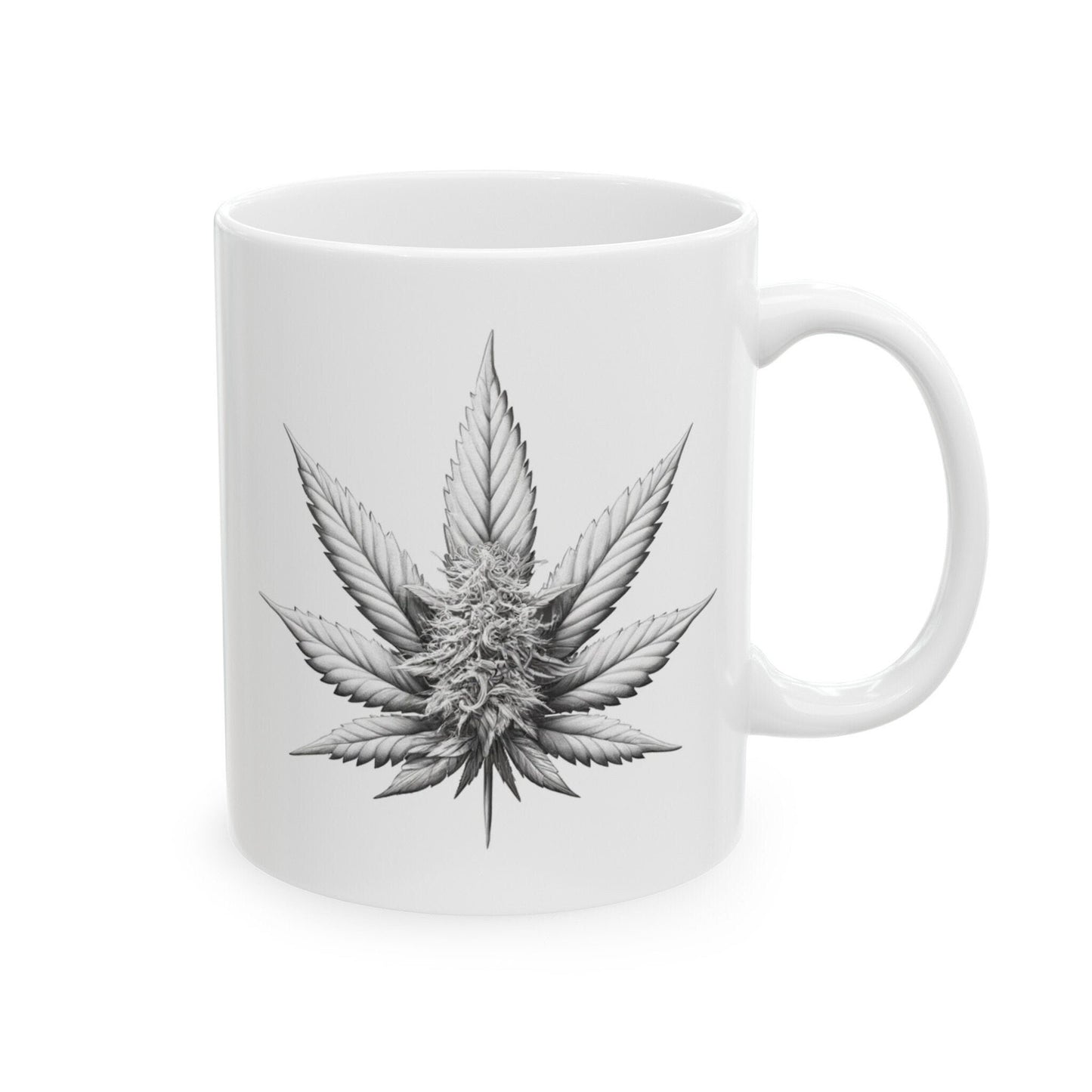 WHITE WEED PLANT - Weed Coffee Mugs (11oz) Perfect Gift for Smokers/ Marijuana Gift; Wake and Bake Mug - Cannabis Cup / Stoner Mug