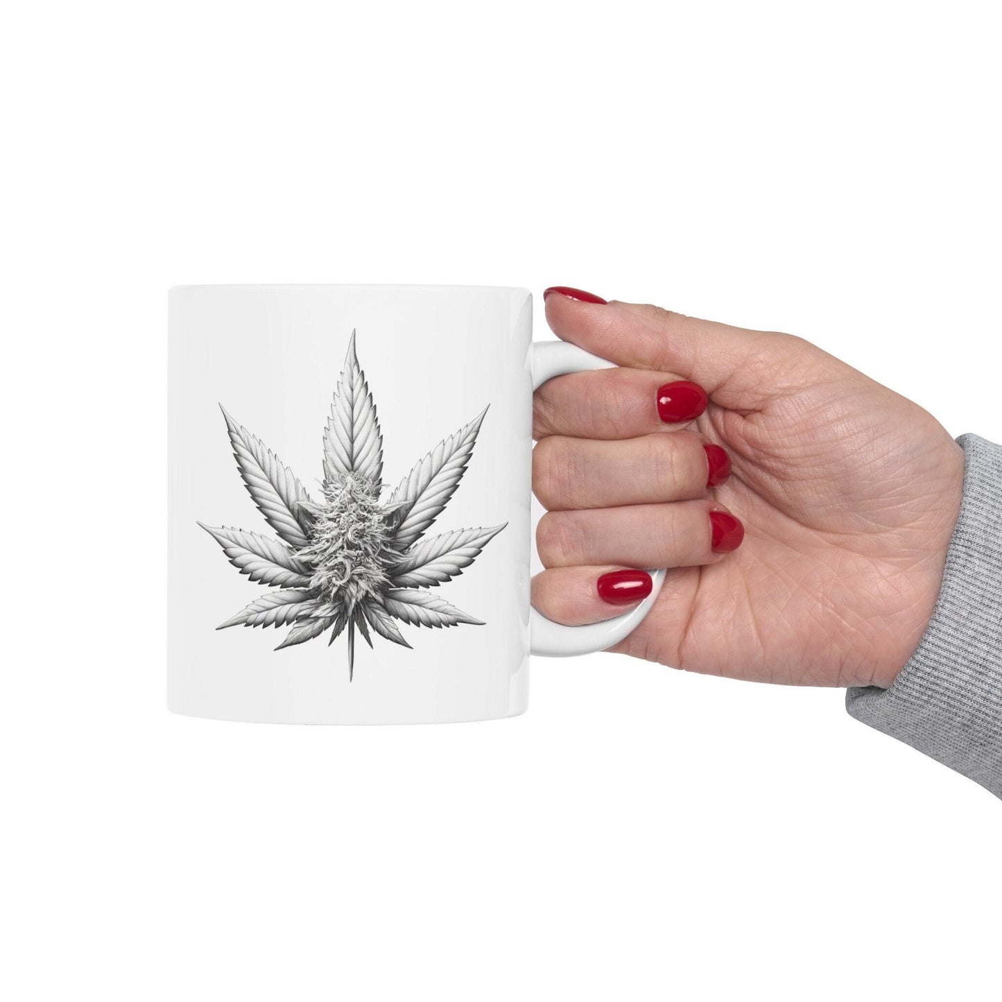 WHITE WEED PLANT - Weed Coffee Mugs (11oz) Perfect Gift for Smokers/ Marijuana Gift; Wake and Bake Mug - Cannabis Cup / Stoner Mug