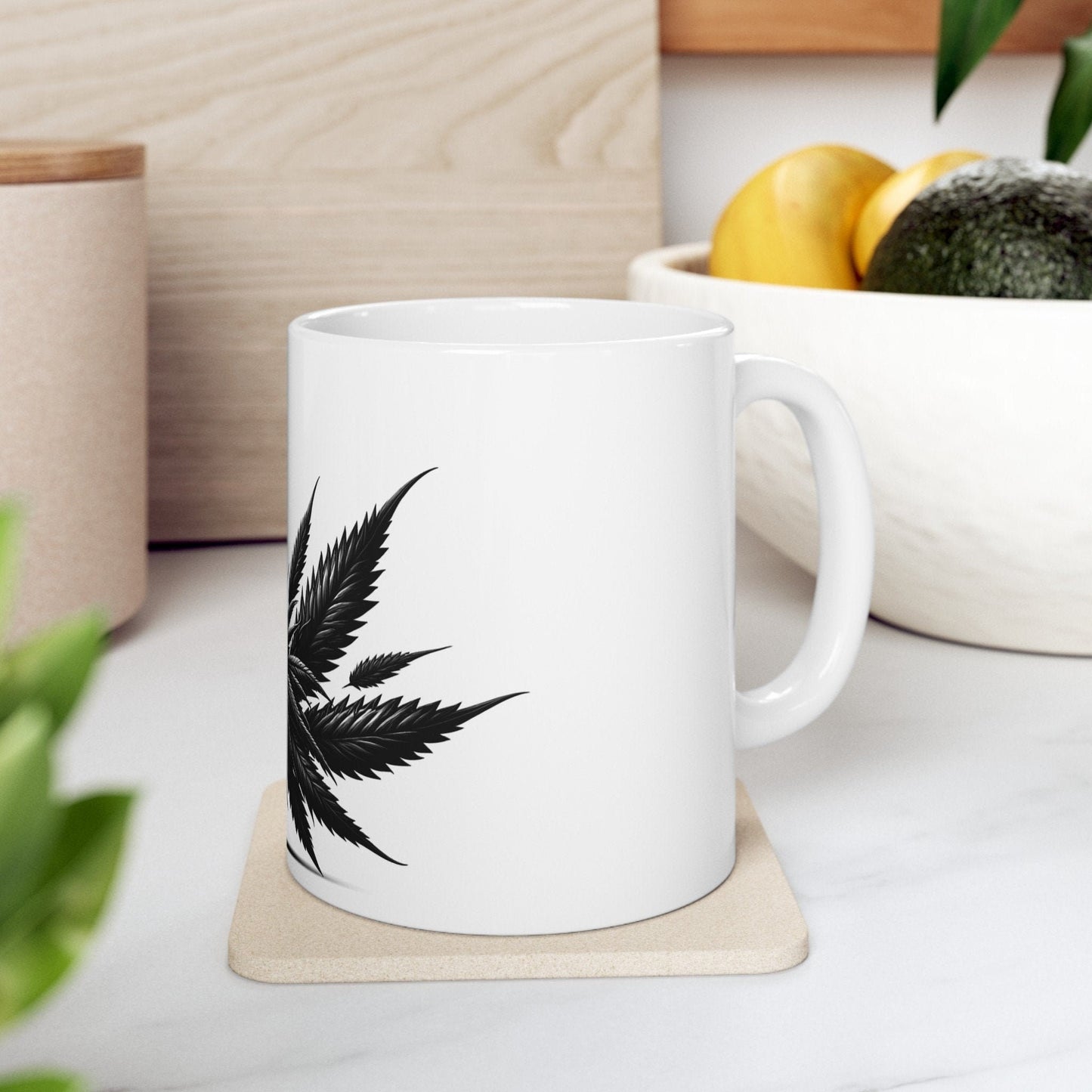 BLACK WEED PLANT - Weed Coffee Mugs (11oz) Perfect Gift for Smokers/ Marijuana Gift; Wake and Bake Mug - Cannabis Cup / Stoner Mug