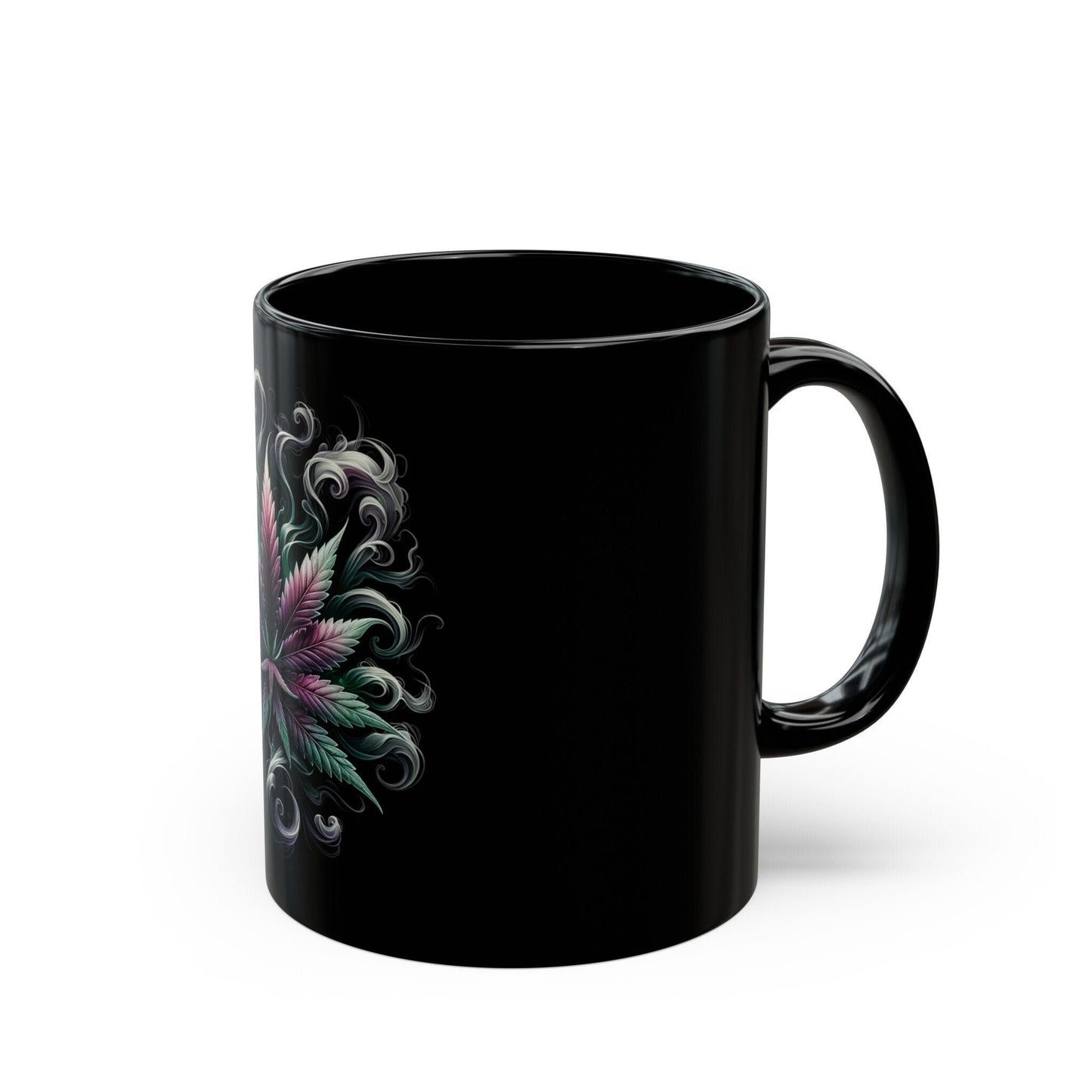 VIBEY WEED LEAF - Weed Coffee Mug (Black 11oz) - Perfect Gift for Smokers, Stoners, Flowers; Wake and Bake Mug / Weed Mug / Black Mug