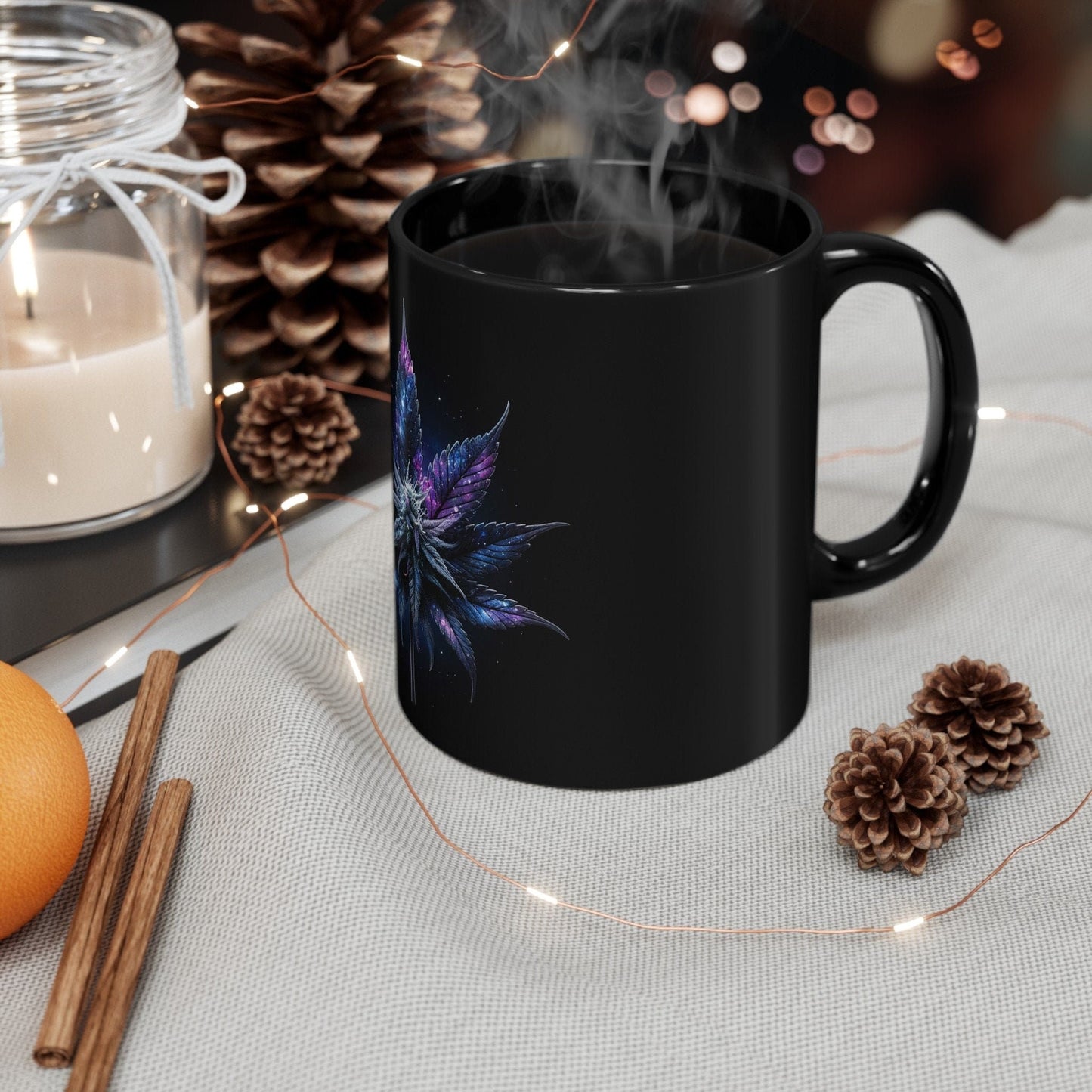 SPACE WEED PLANT - Weed Coffee Mug (Black 11oz) - Perfect Gift for Smokers, Stoners, Flowers; Wake and Bake Mug / Weed Mug / Black Mug